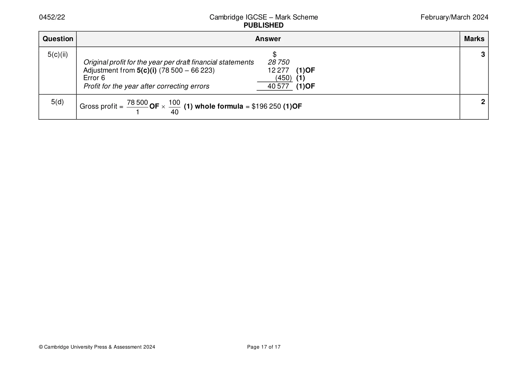 Mark scheme, page 17 of 17
