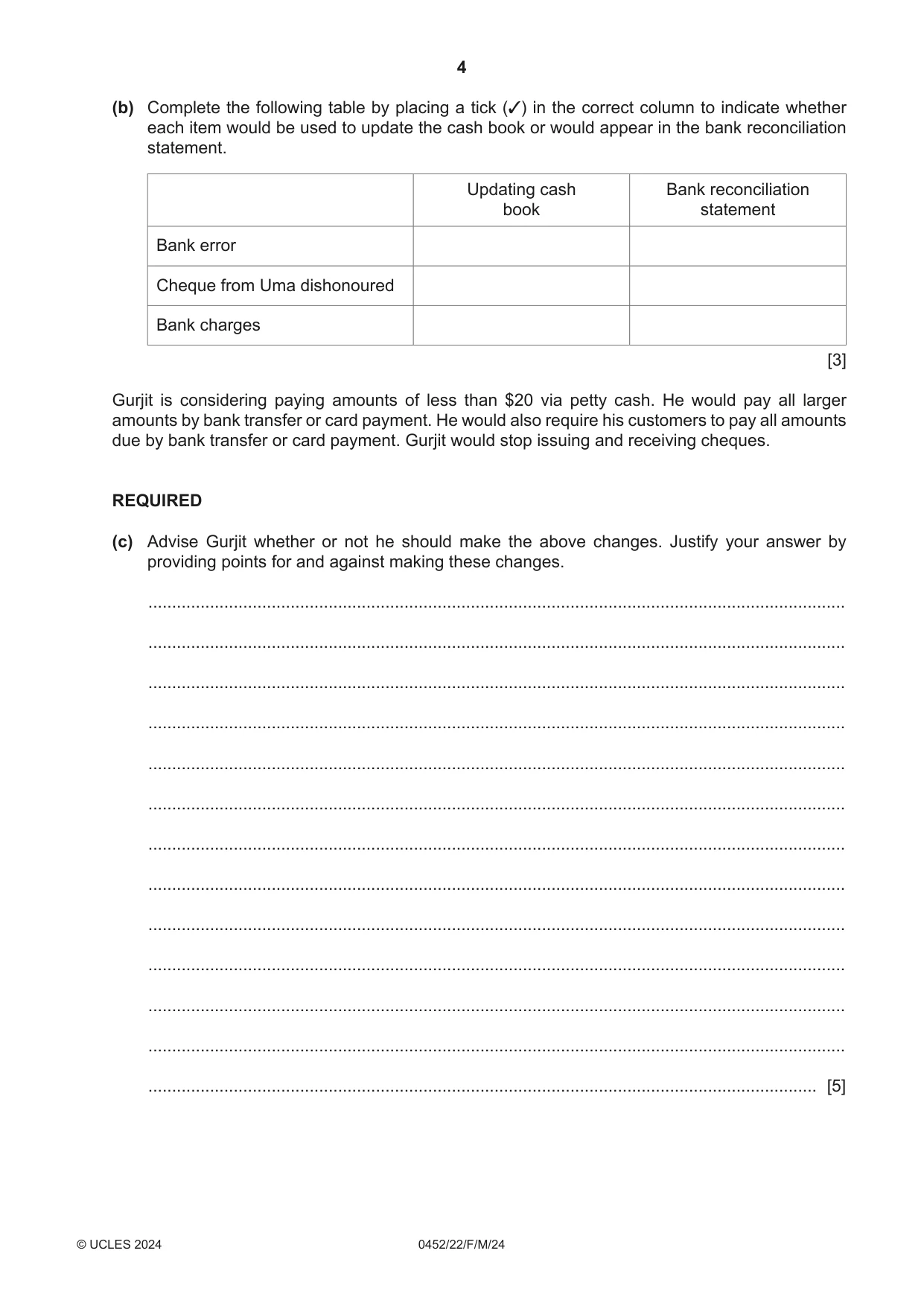 Cambridge IGCSE Accounting 0452 2024 Feb/March Paper 2 · Variant 2 question paper, page 4 of 20