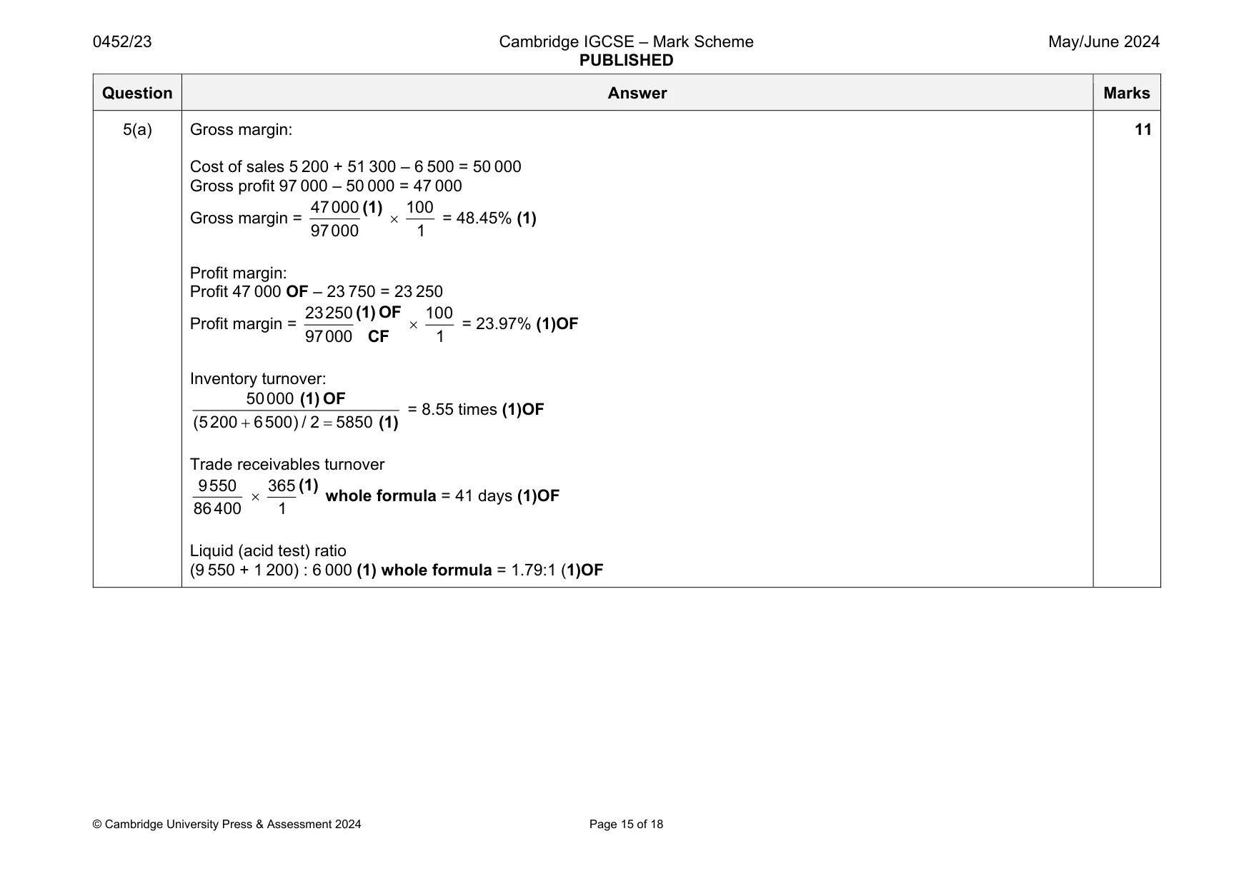 Mark scheme, page 15 of 18