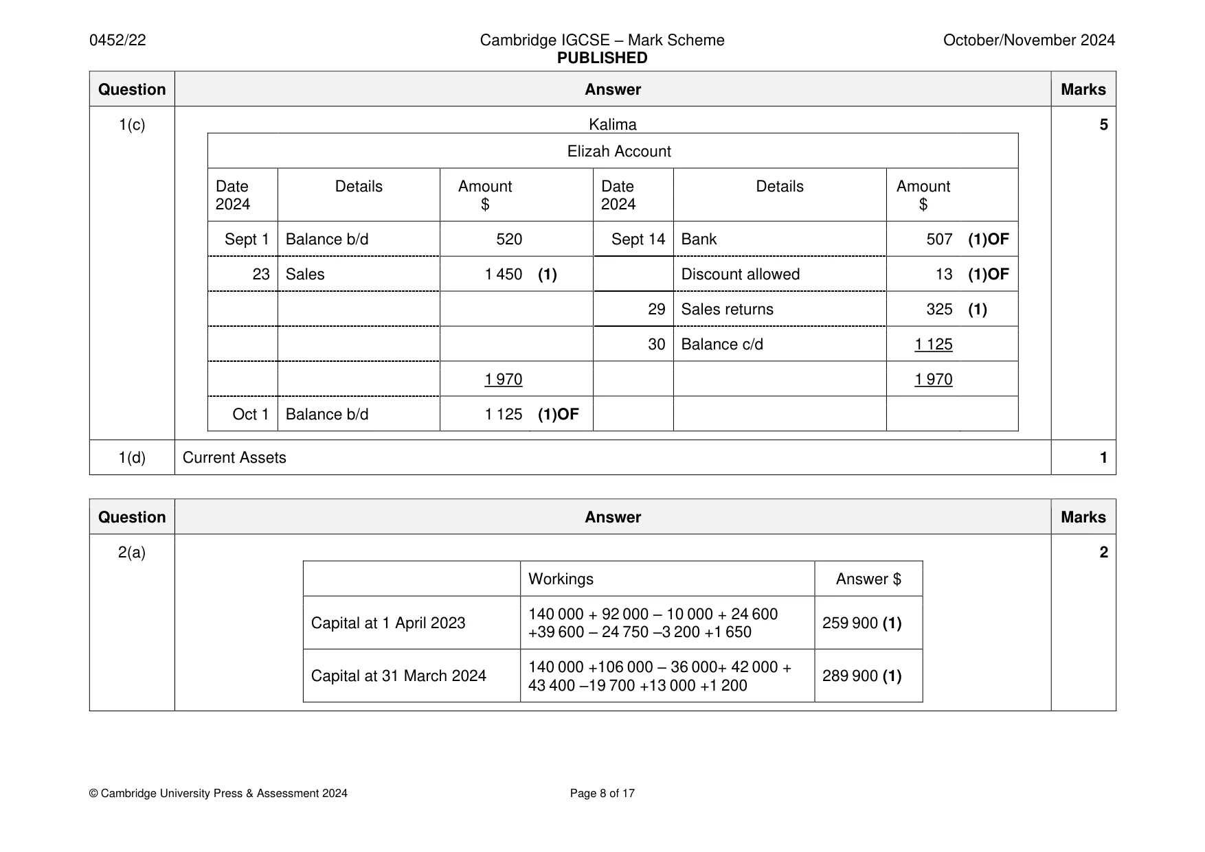 Mark scheme, page 8 of 17