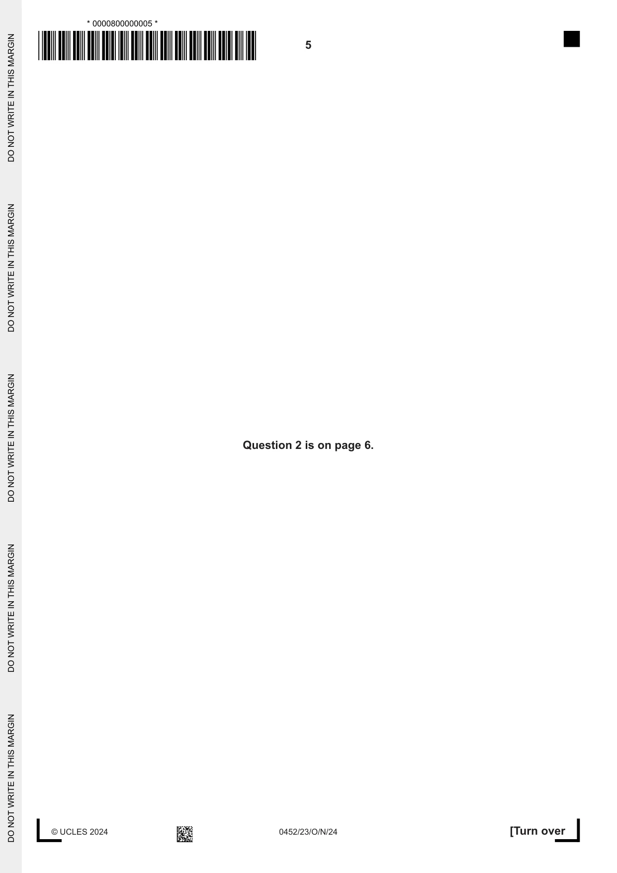 Cambridge IGCSE Accounting 0452 2024 Oct/Nov Paper 2 · Variant 3 question paper, page 5 of 24