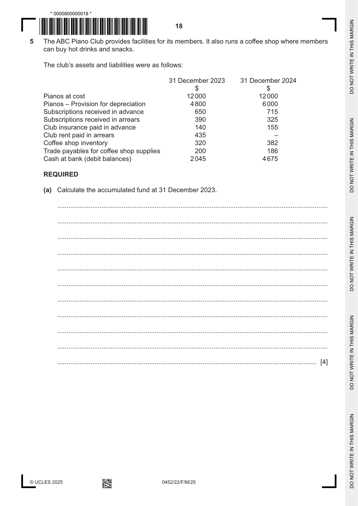 Cambridge IGCSE Accounting 0452 2025 Feb/March Paper 2 · Variant 2 question paper, page 18 of 24