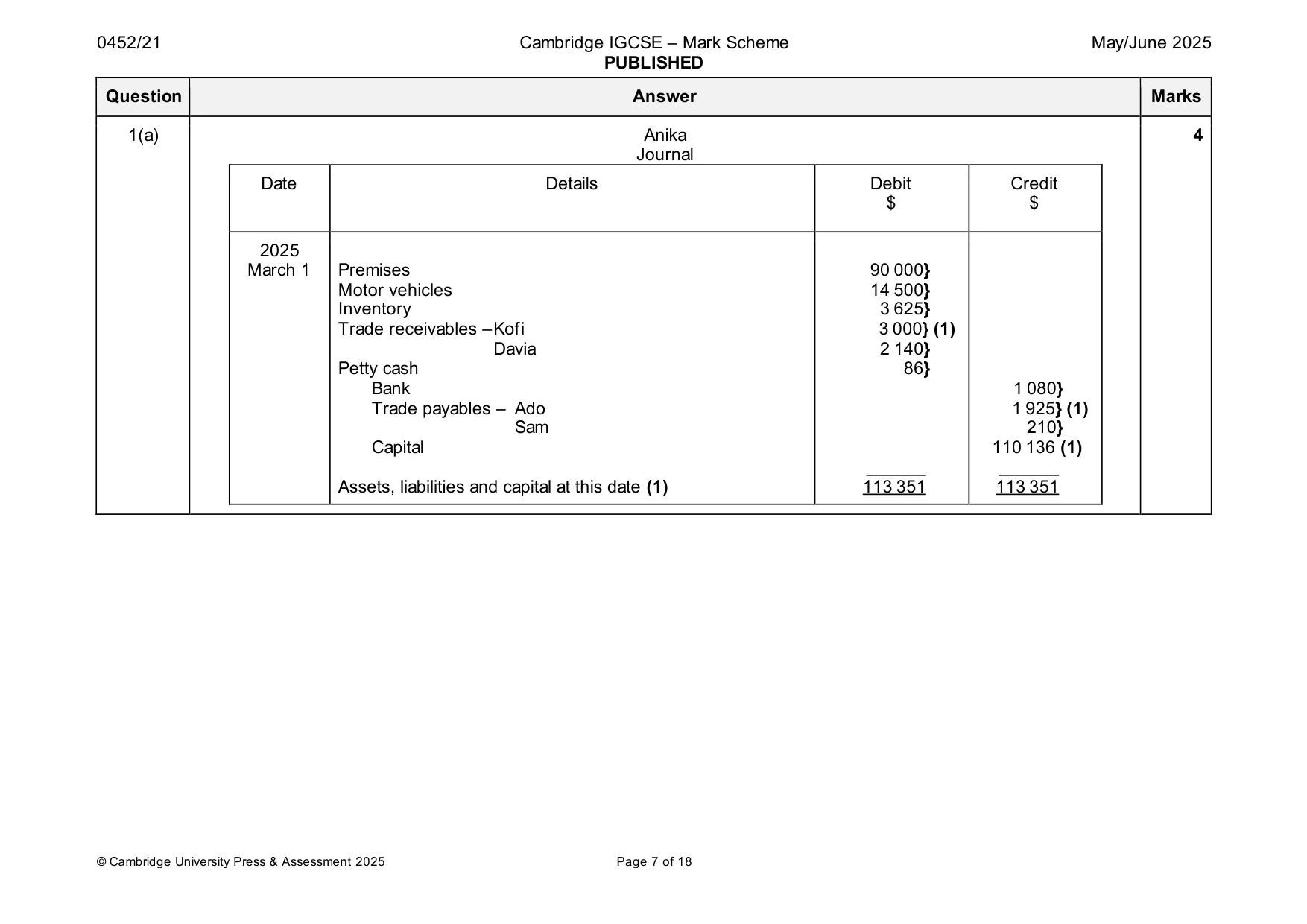 Mark scheme, page 7 of 18