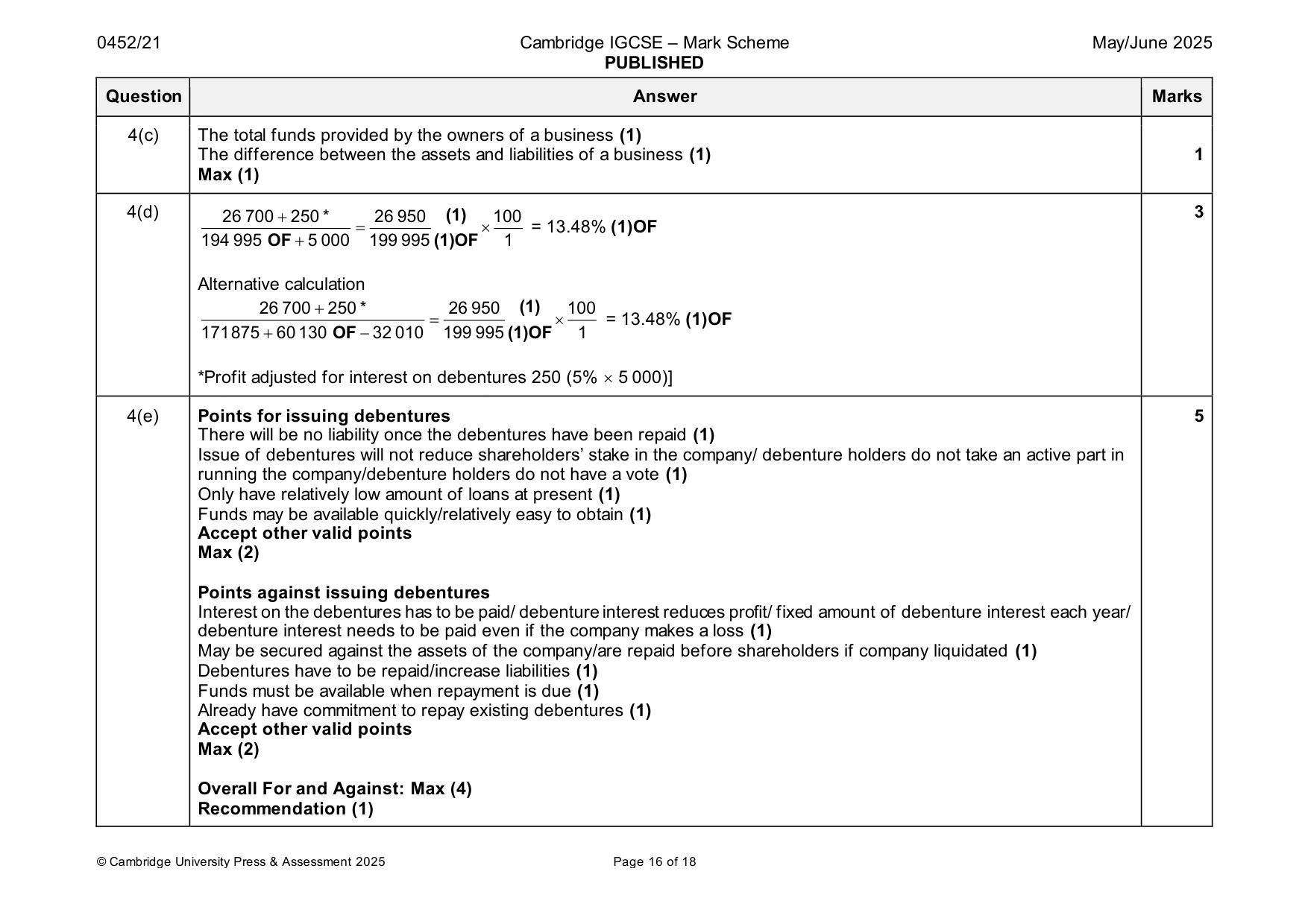 Mark scheme, page 16 of 18