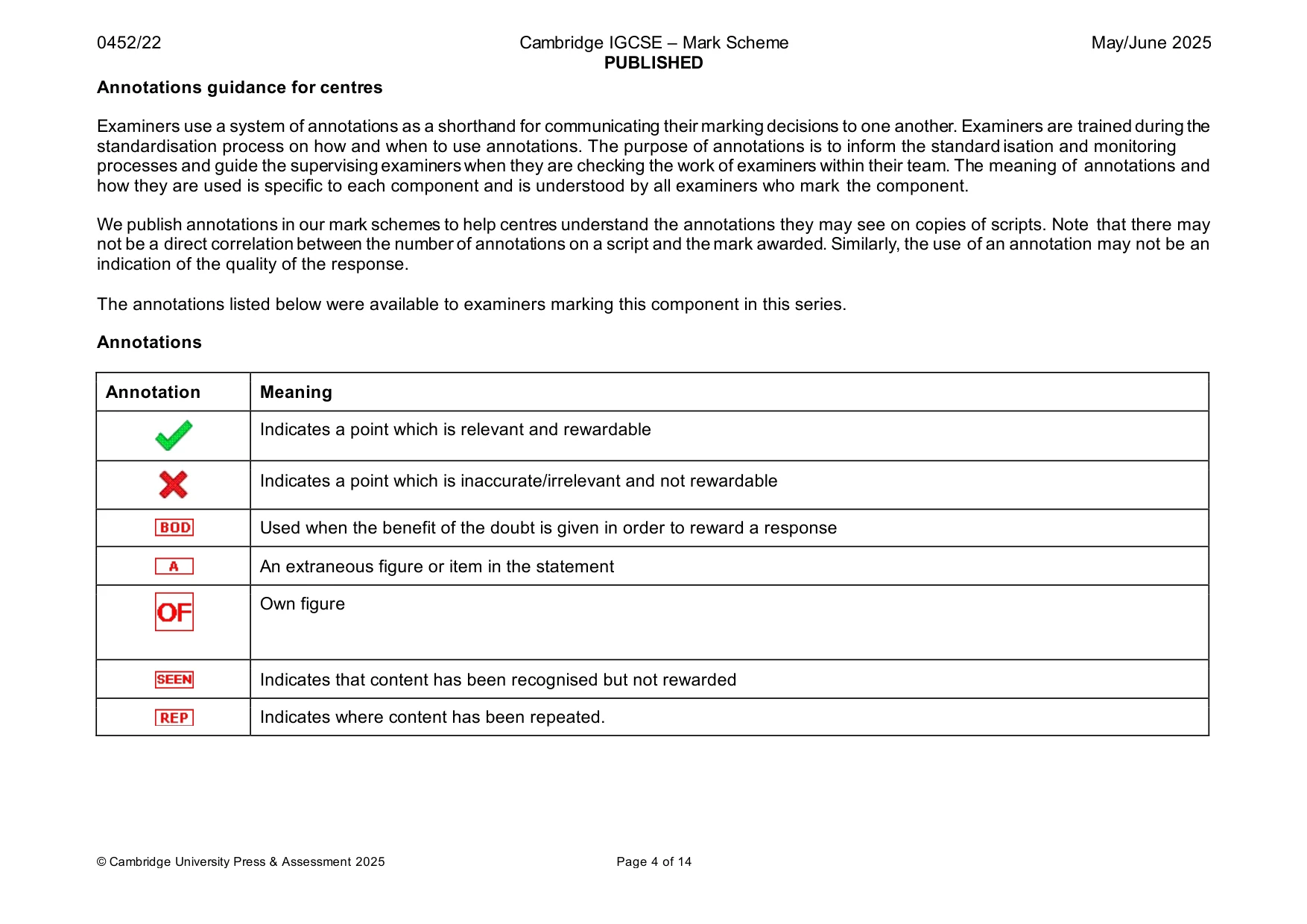 Mark scheme, page 4 of 14