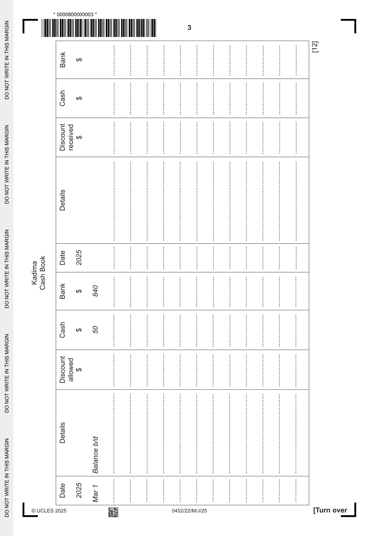 Cambridge IGCSE Accounting 0452 2025 May/June Paper 2 · Variant 2 question paper, page 3 of 20