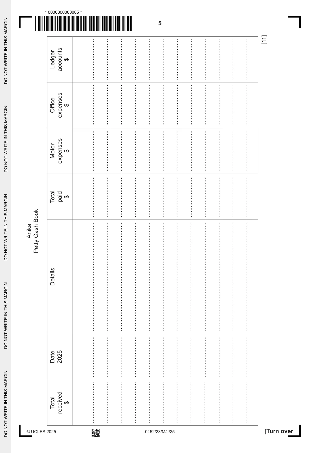 Cambridge IGCSE Accounting 0452 2025 May/June Paper 2 · Variant 3 question paper, page 5 of 20