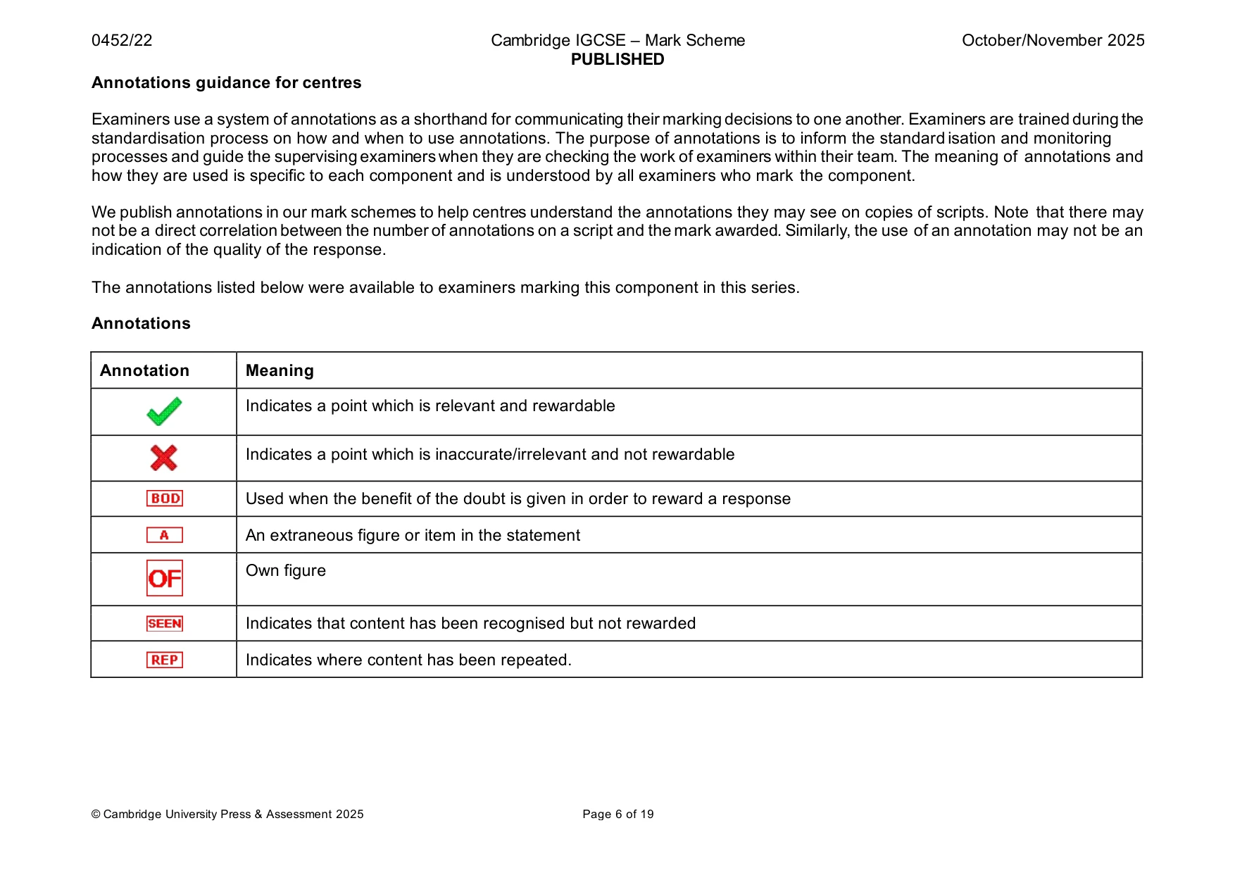 Mark scheme, page 6 of 19