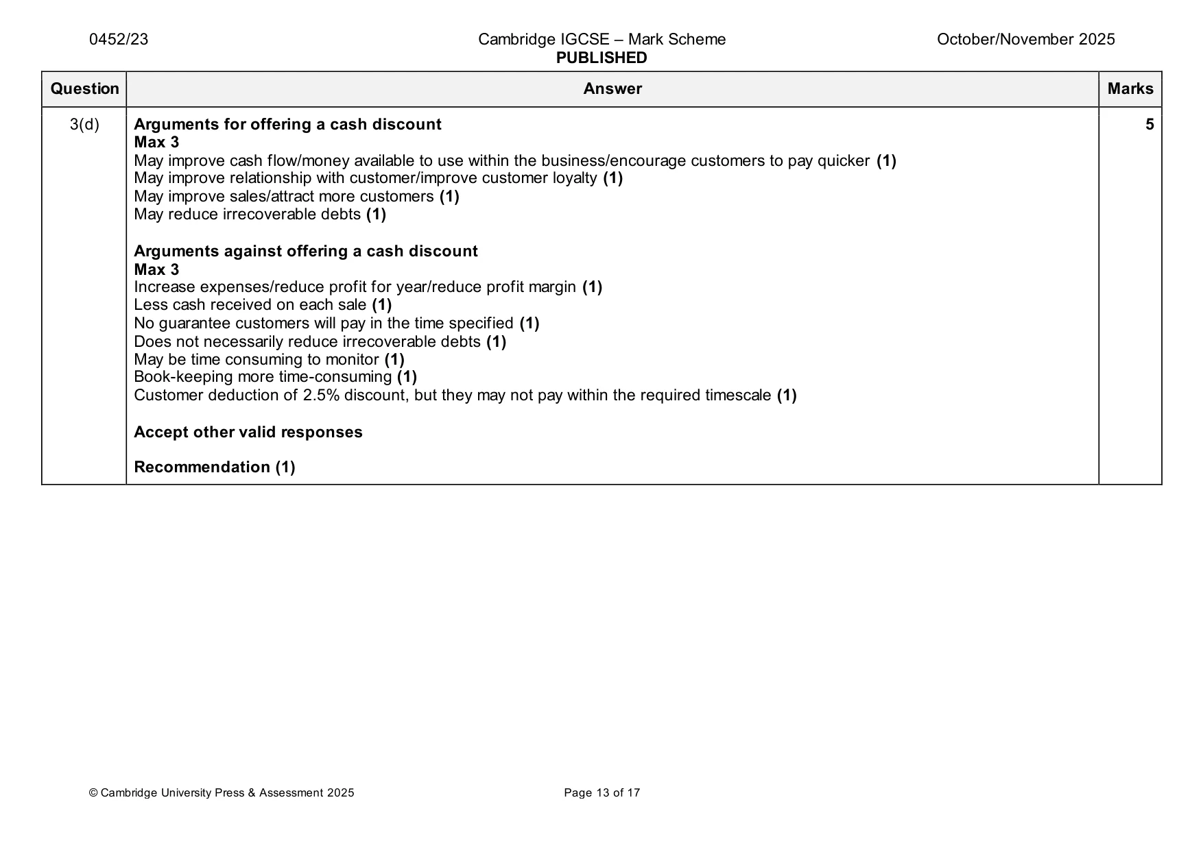 Mark scheme, page 13 of 17