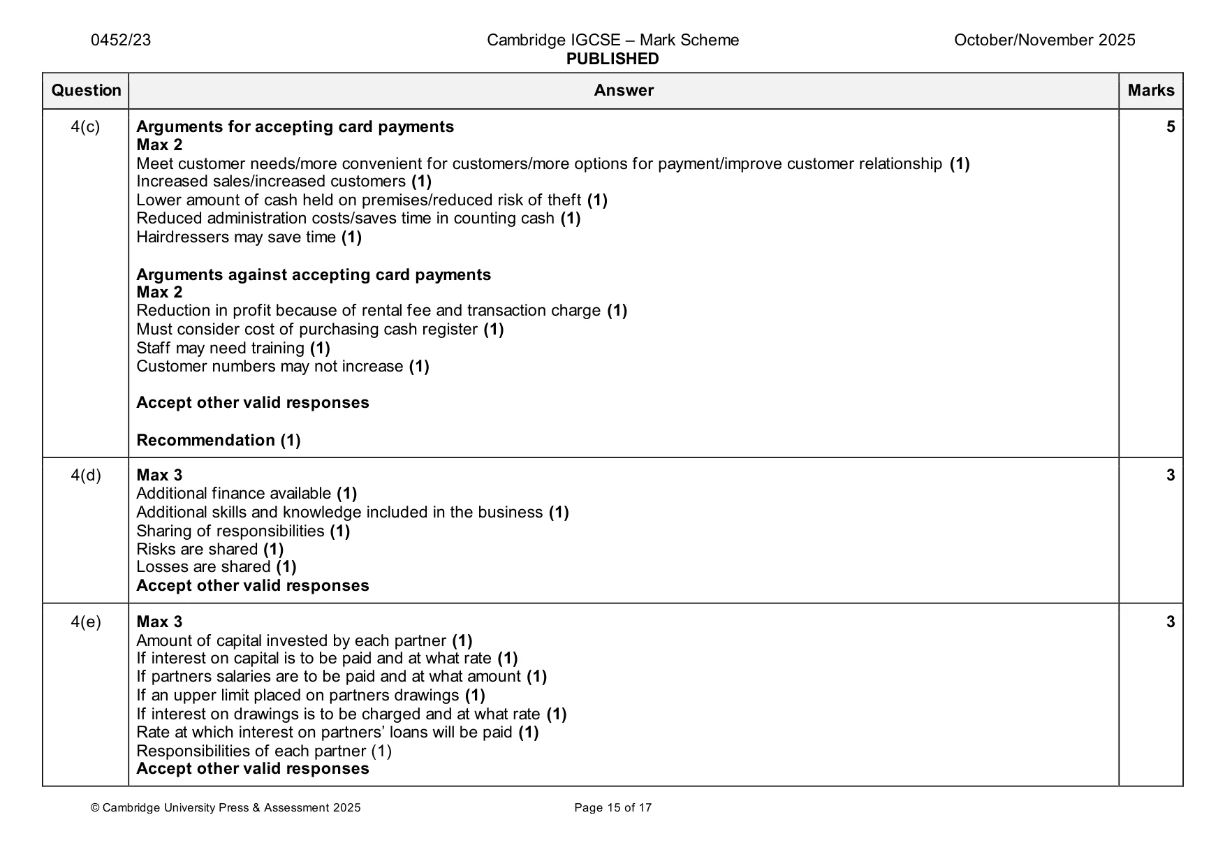 Mark scheme, page 15 of 17
