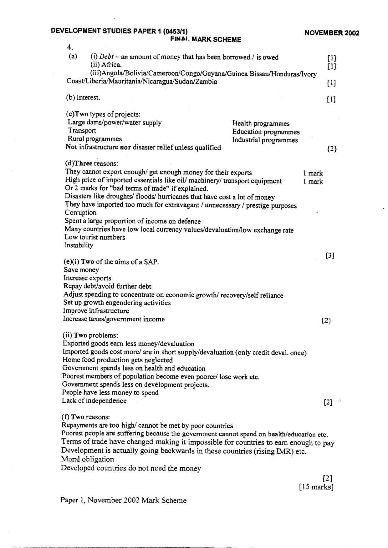 Mark scheme, page 5 of 7