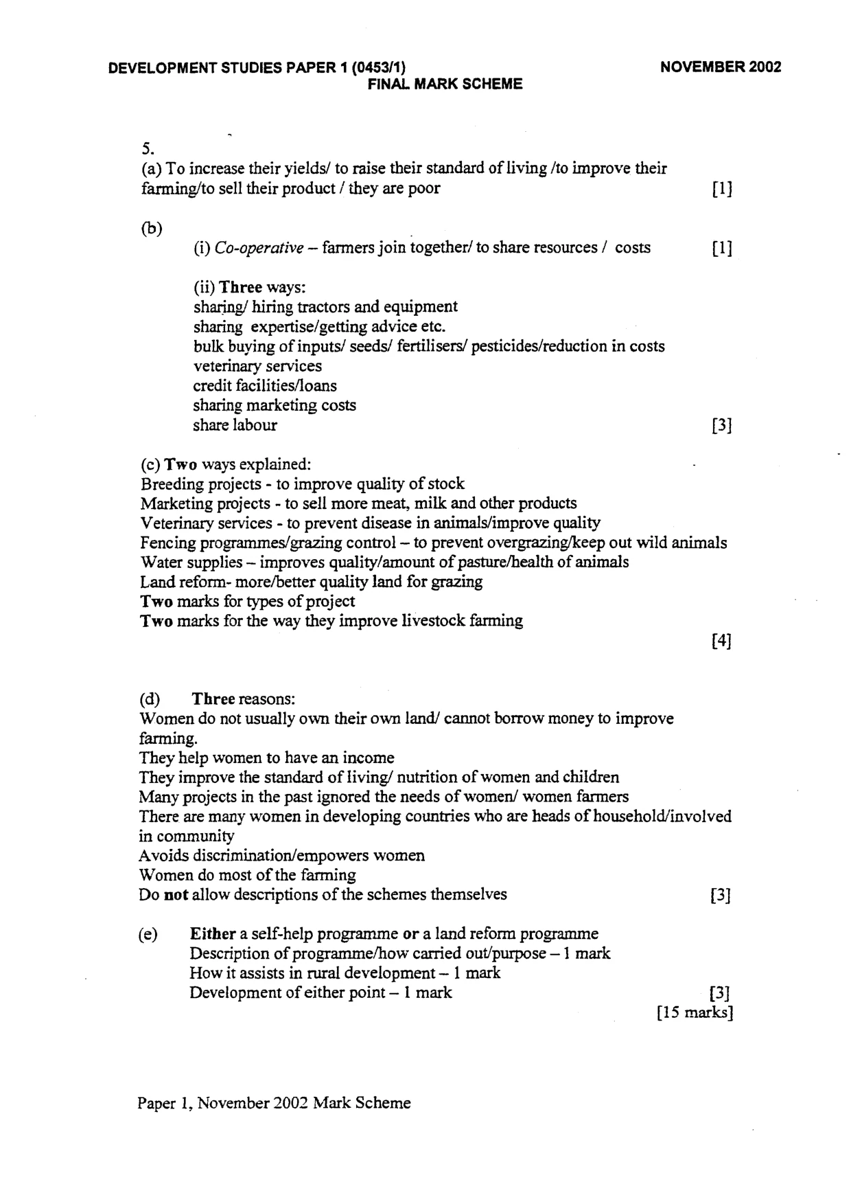 Mark scheme, page 6 of 7