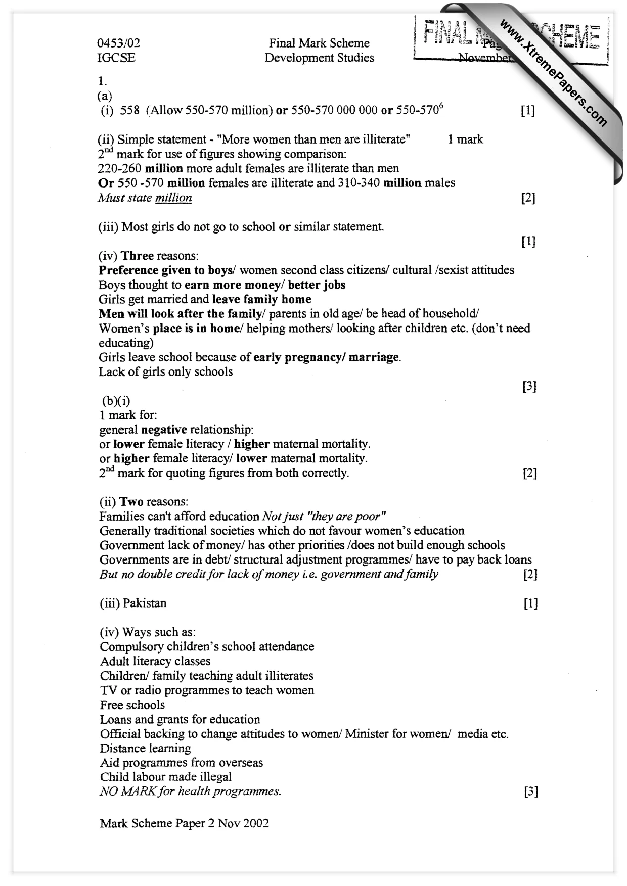 Mark scheme, page 1 of 6