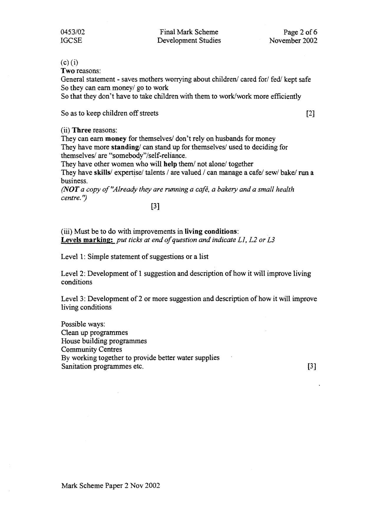 Mark scheme, page 2 of 6