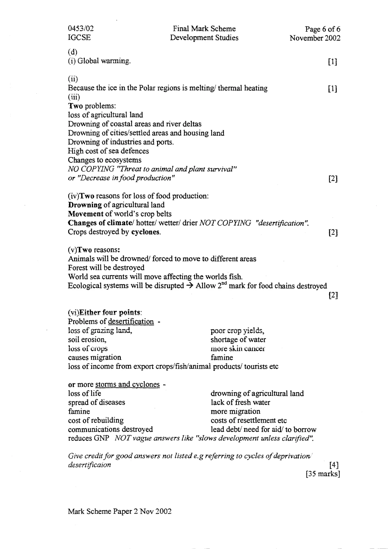 Mark scheme, page 6 of 6