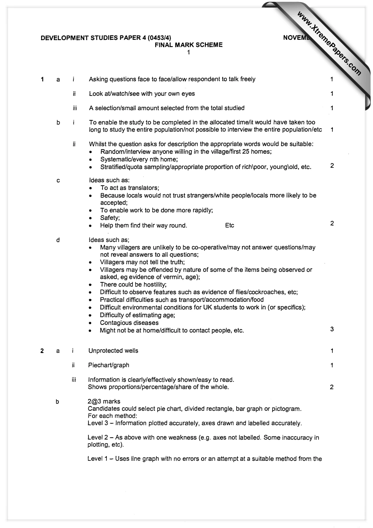 Mark scheme, page 1 of 2