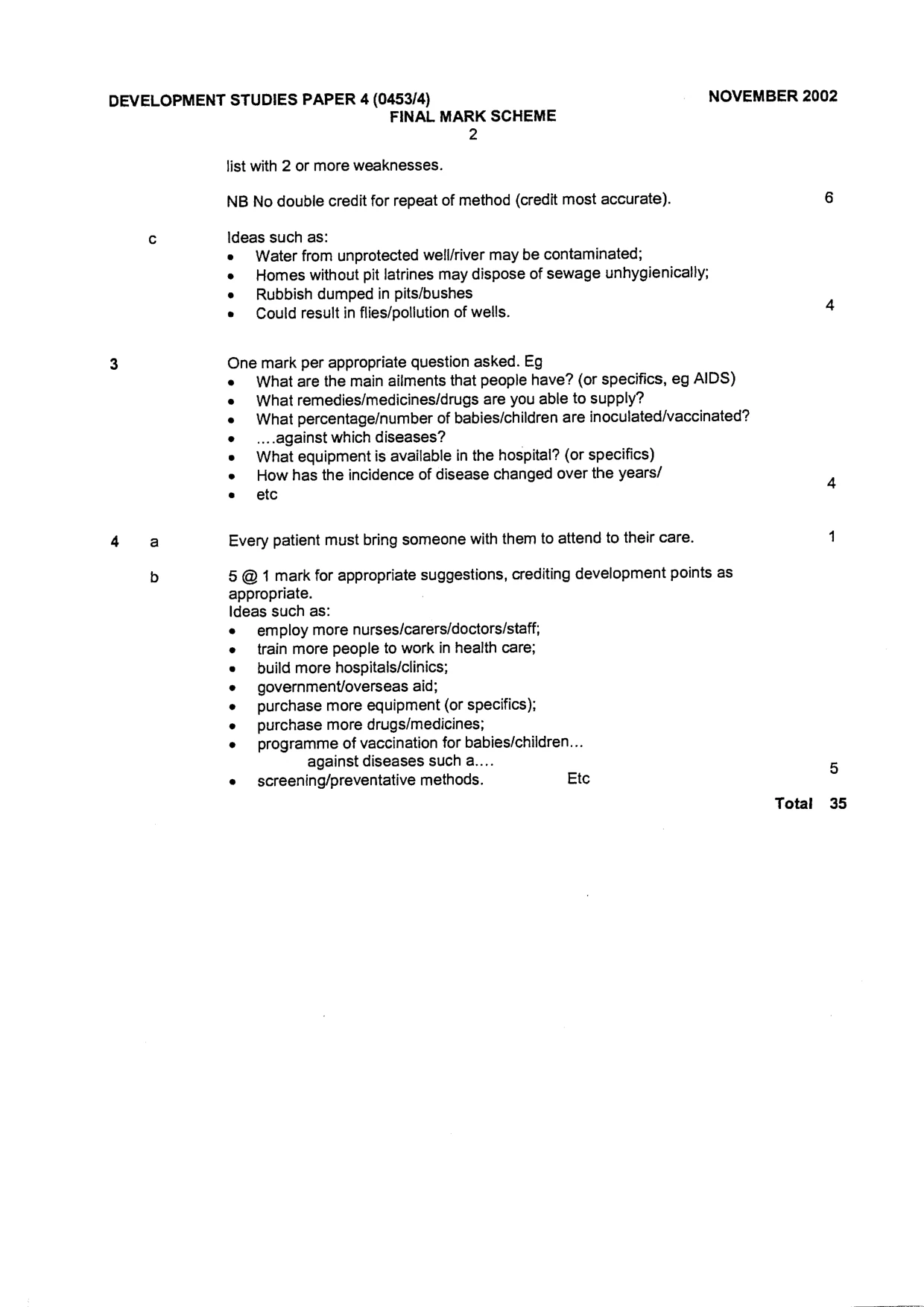 Mark scheme, page 2 of 2