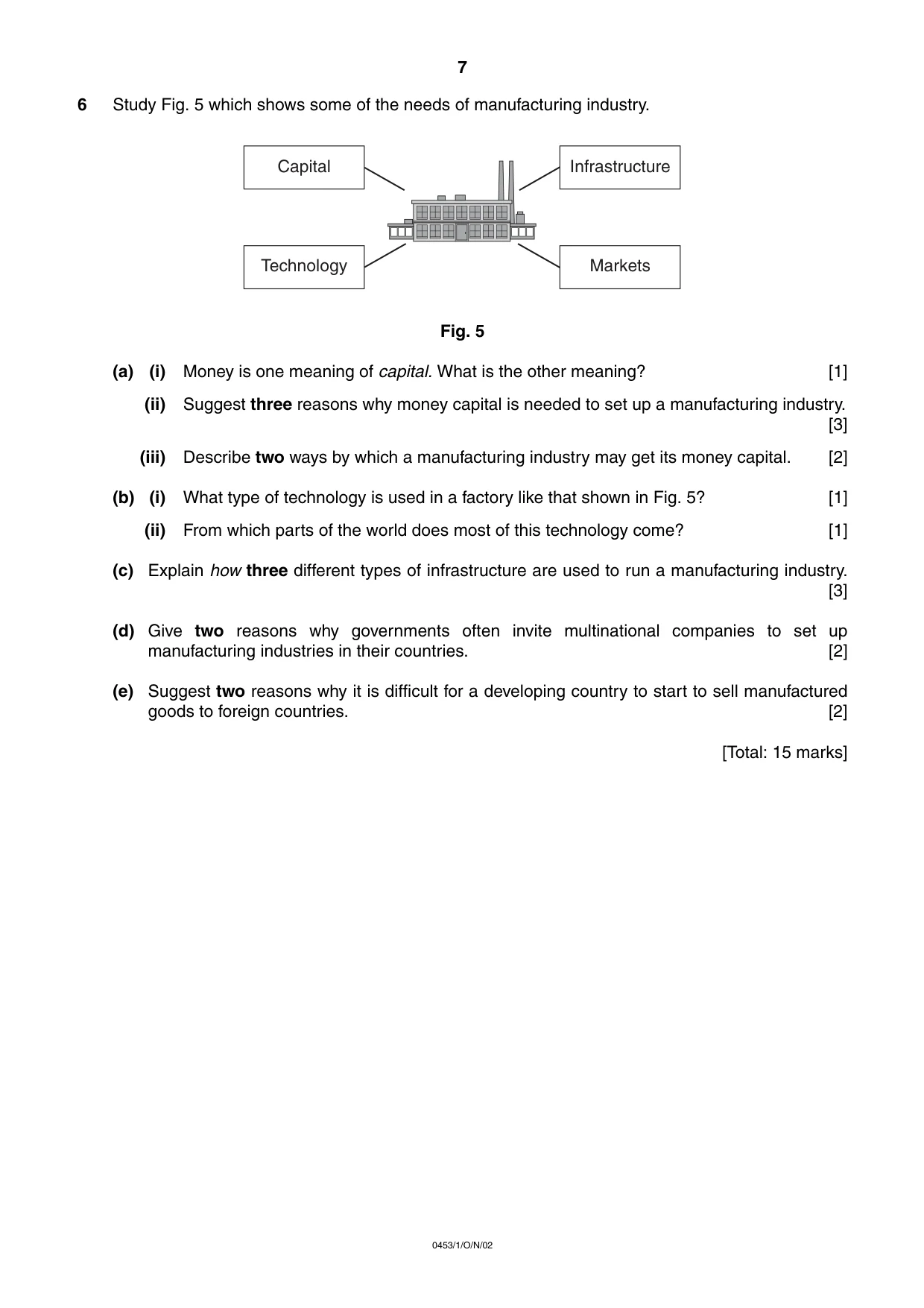 Cambridge IGCSE Development Studies 0453 2002 Oct/Nov Paper 1 · Variant 1 question paper, page 7 of 8
