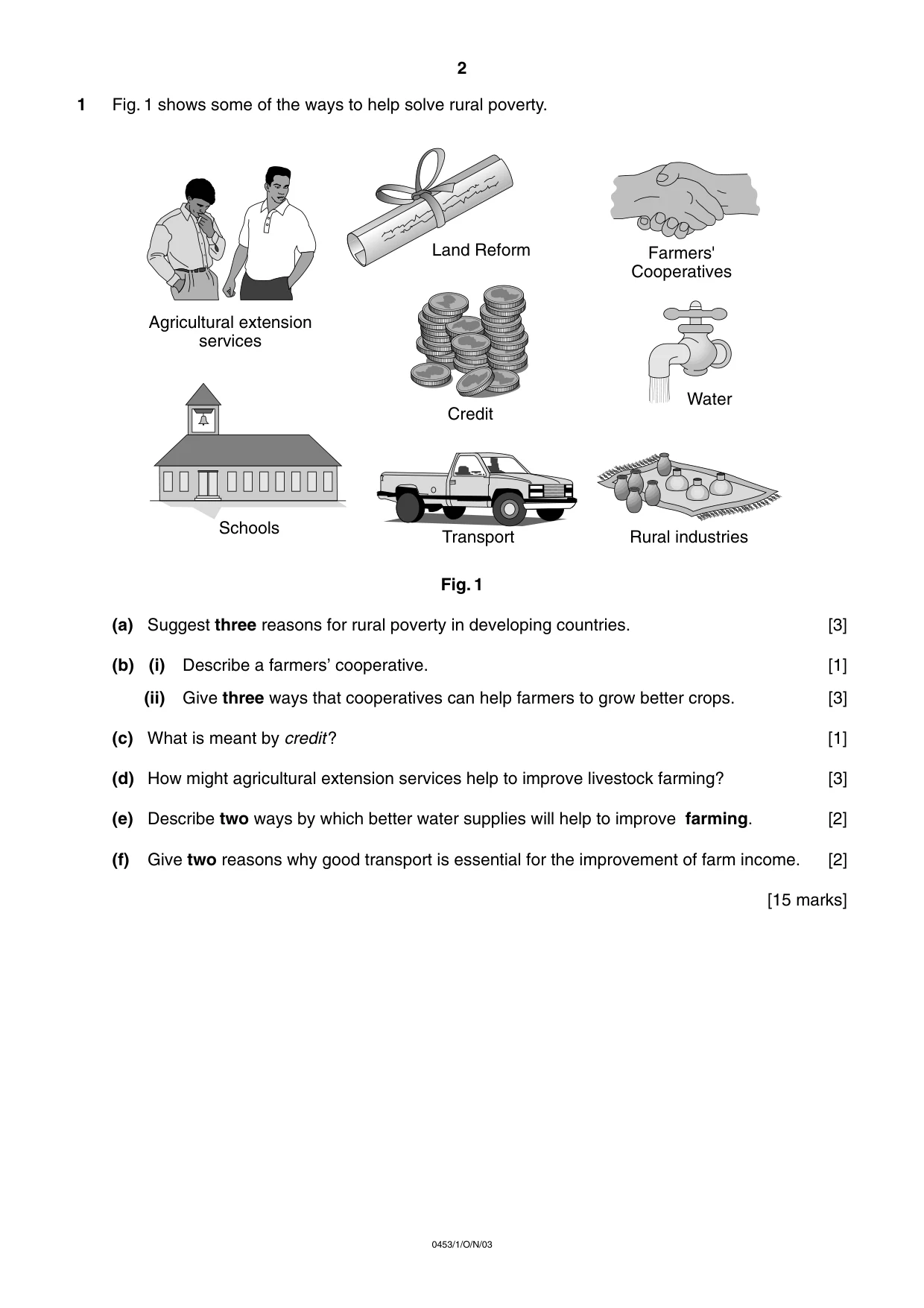 Cambridge IGCSE Development Studies 0453 2003 Oct/Nov Paper 1 · Variant 1 question paper, page 2 of 8