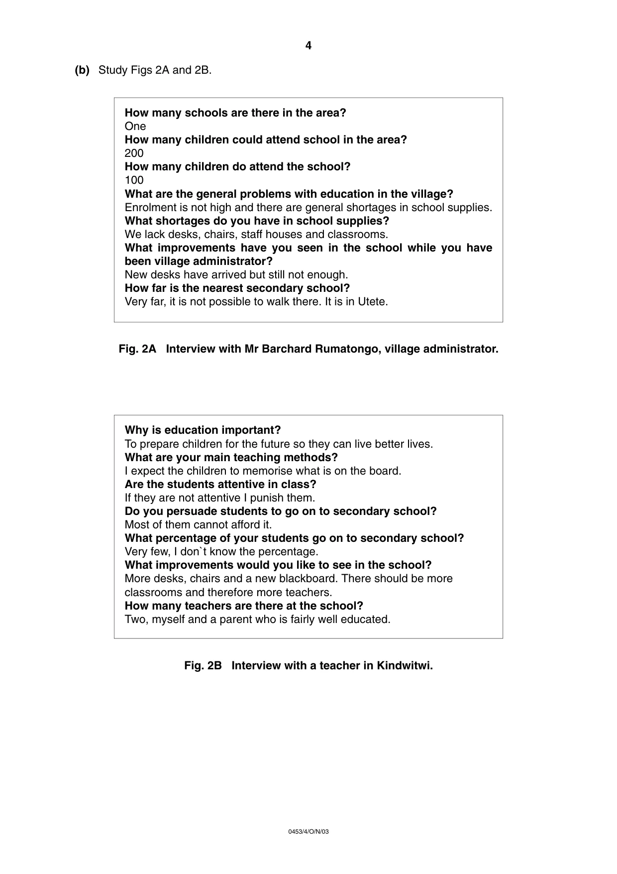 Cambridge IGCSE Development Studies 0453 2003 Oct/Nov Paper 4 · Variant 1 question paper, page 4 of 8