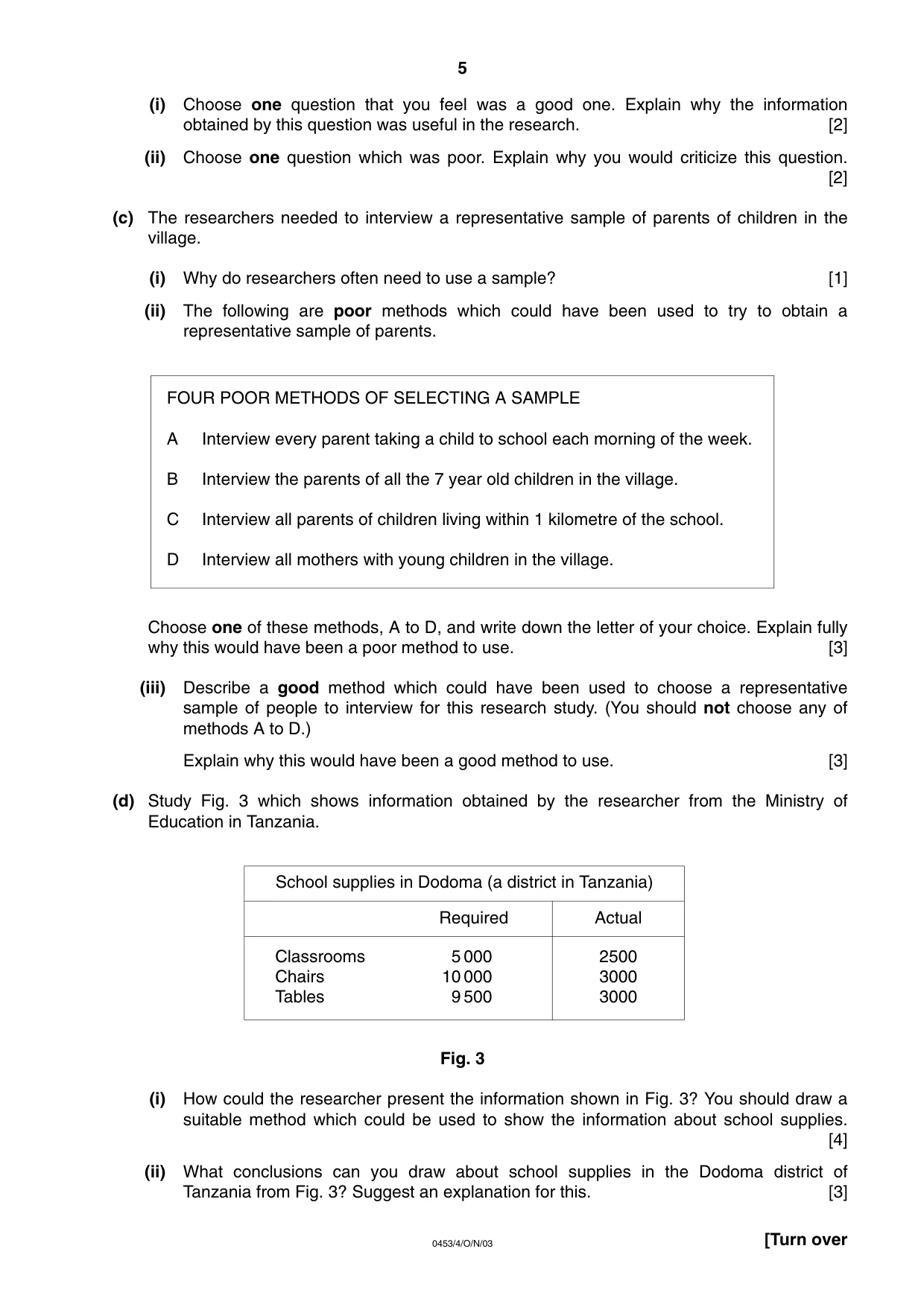 Cambridge IGCSE Development Studies 0453 2003 Oct/Nov Paper 4 · Variant 1 question paper, page 5 of 8