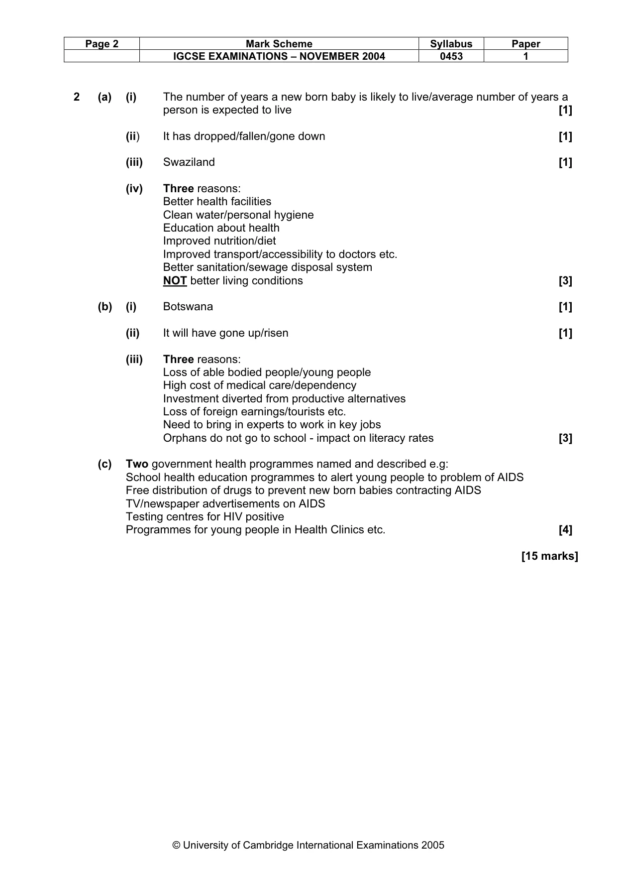 Mark scheme, page 5 of 9