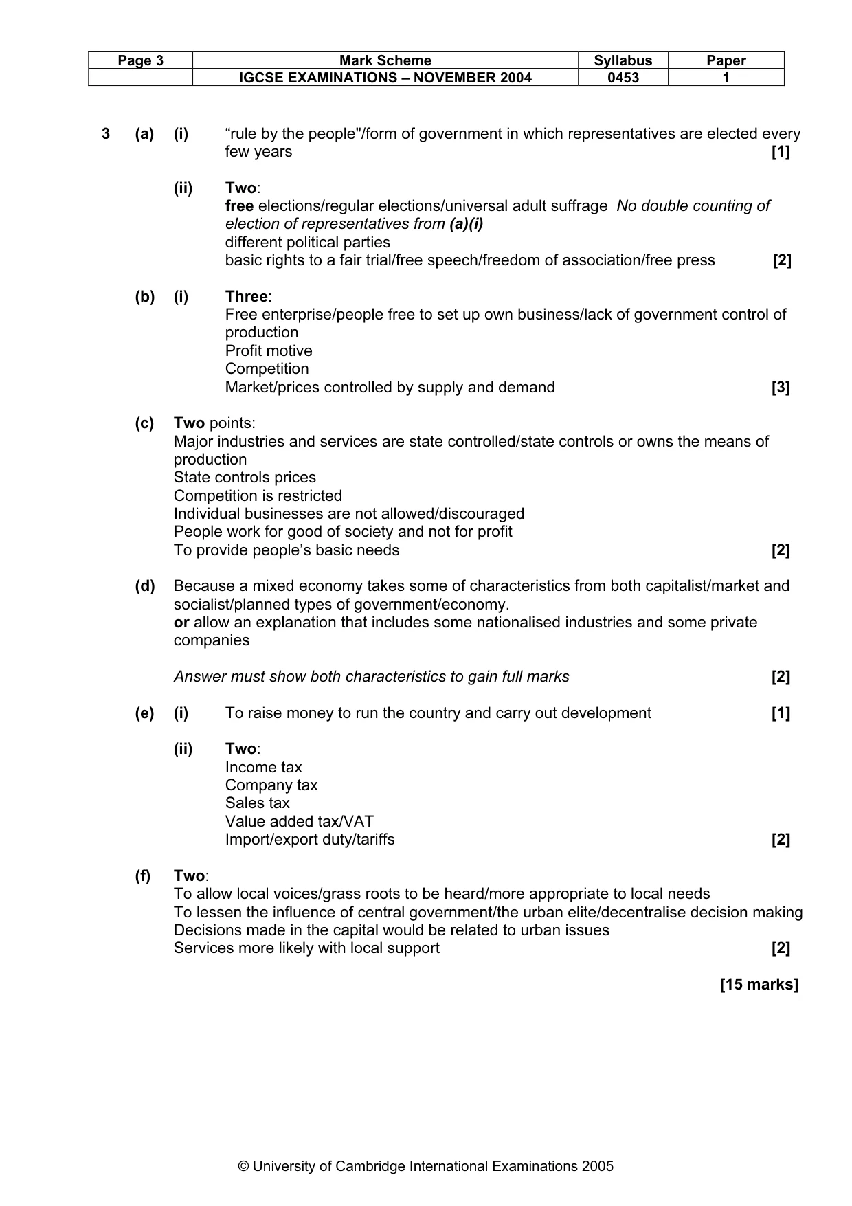 Mark scheme, page 6 of 9
