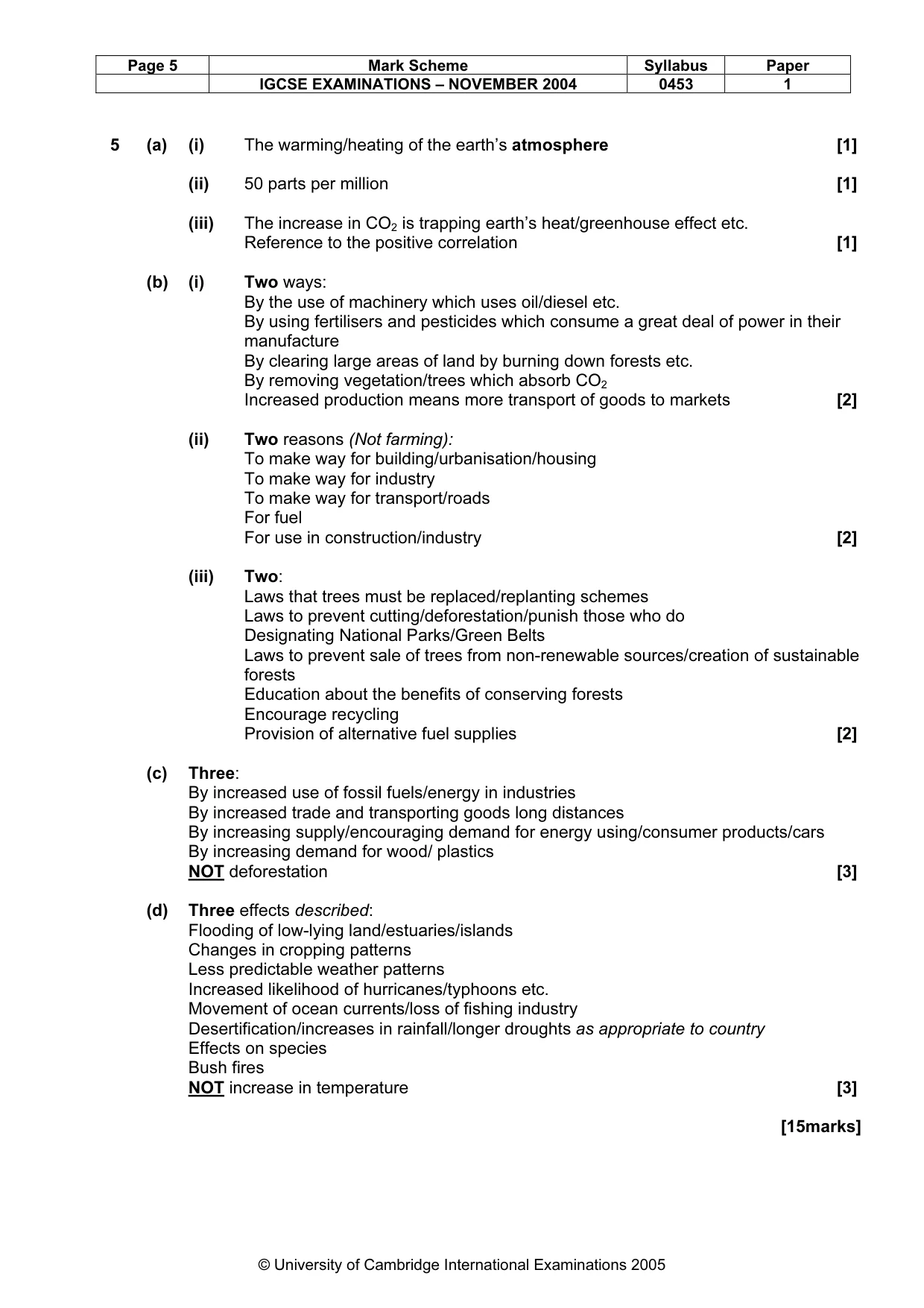 Mark scheme, page 8 of 9