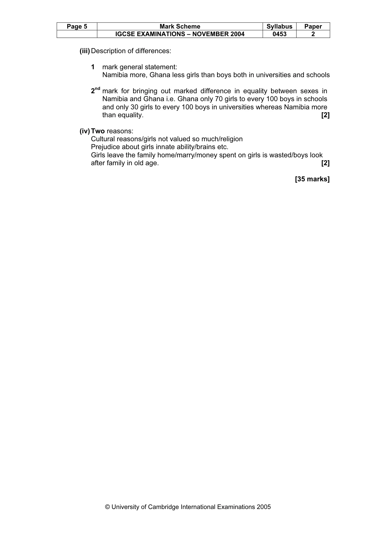 Mark scheme, page 8 of 8