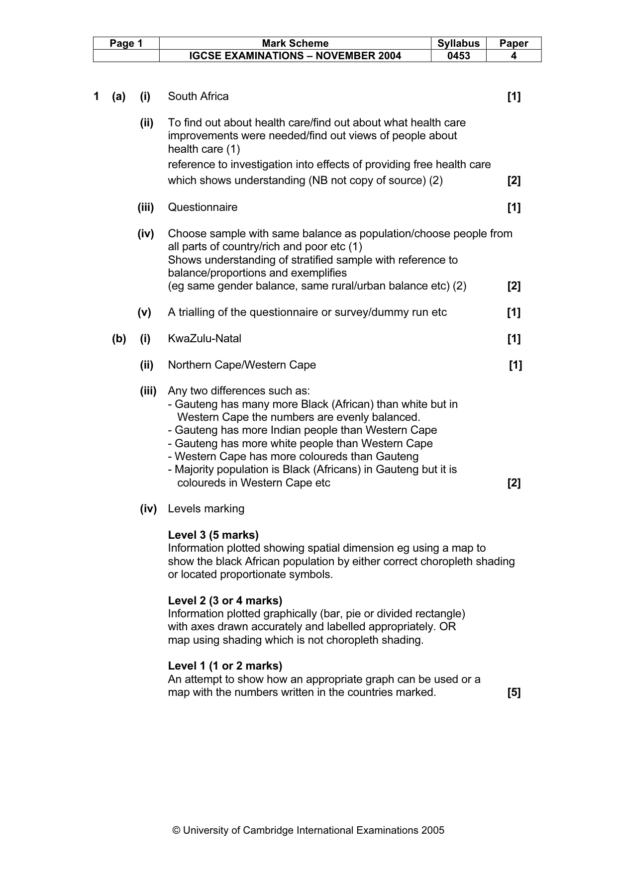 Mark scheme, page 4 of 6