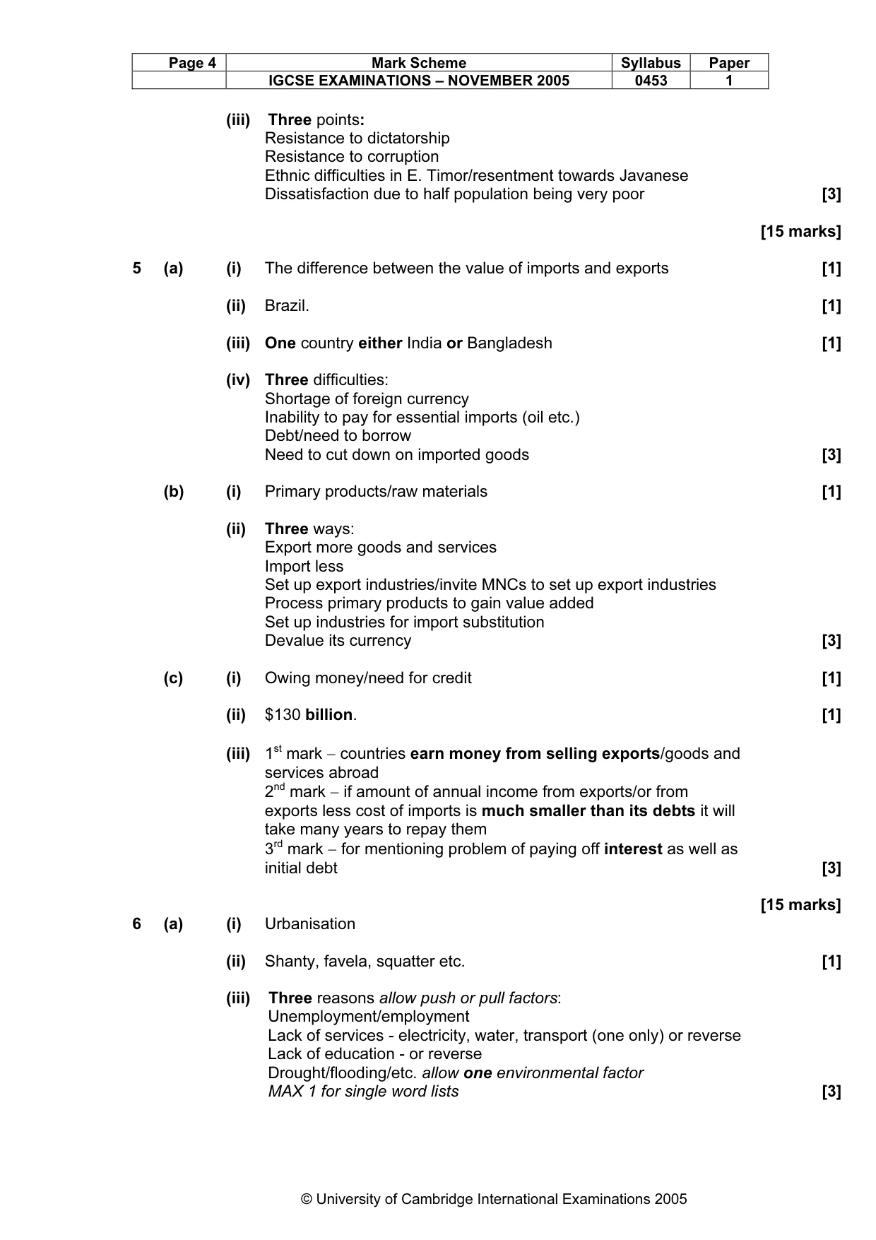 Mark scheme, page 5 of 6