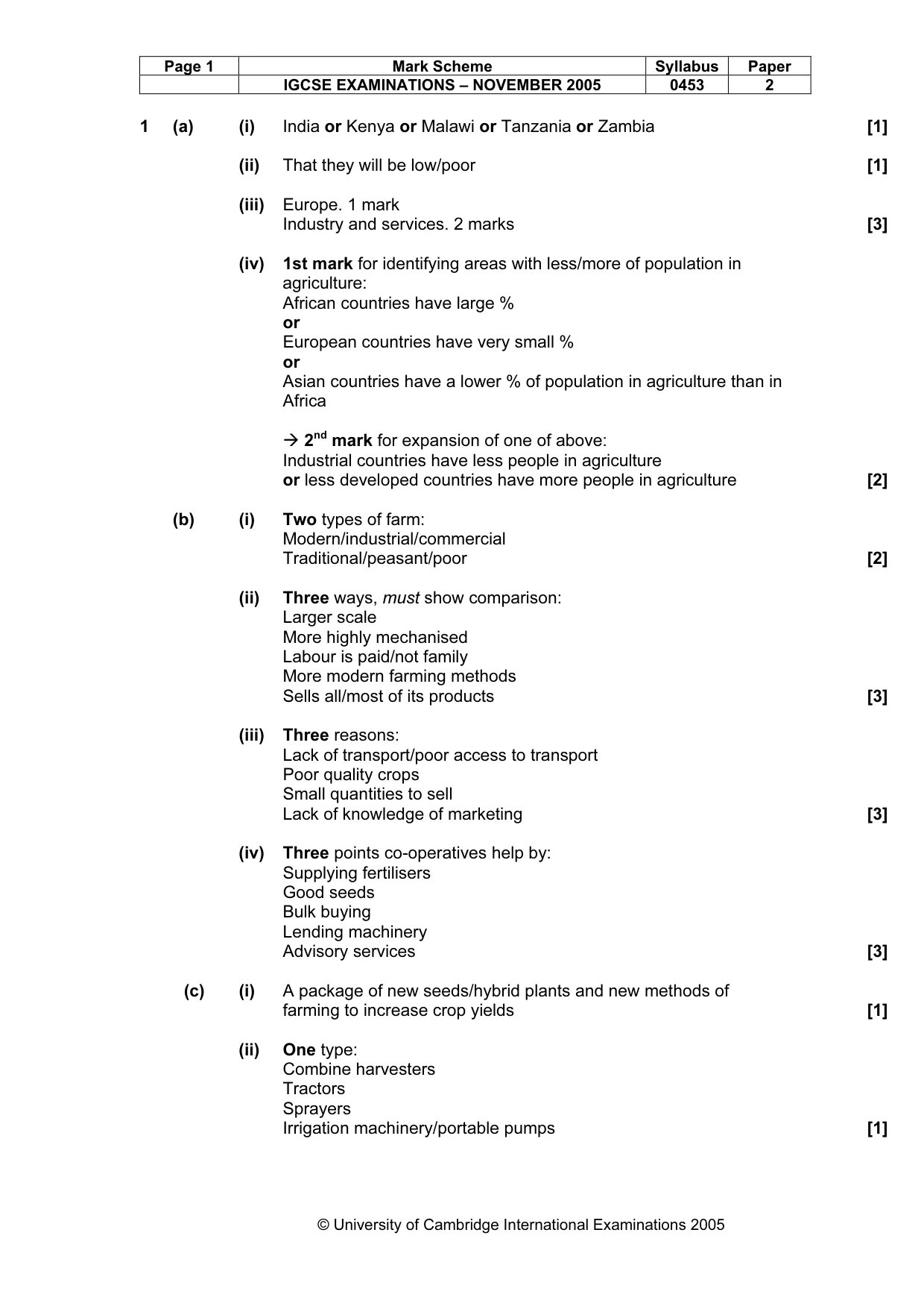 Mark scheme, page 2 of 5