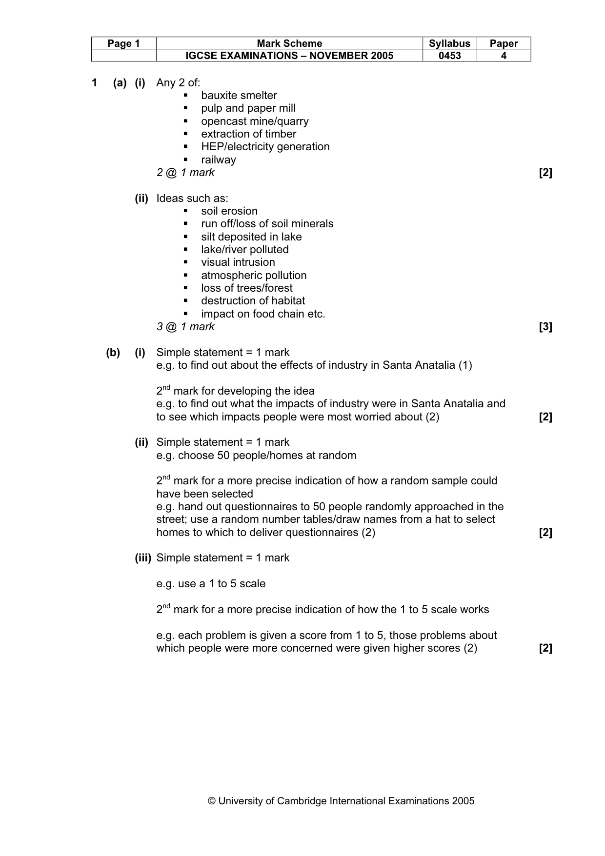 Mark scheme, page 2 of 5