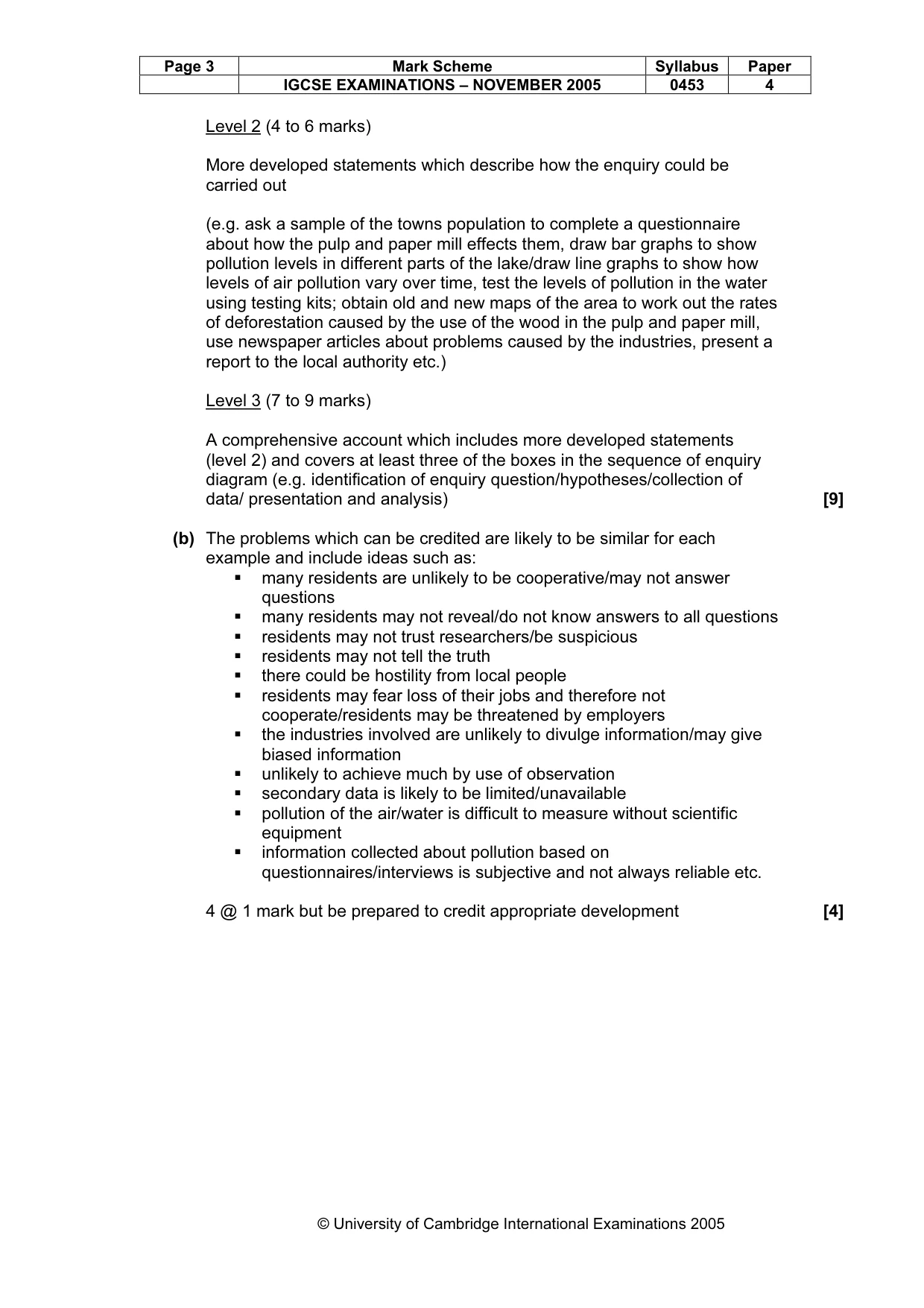 Mark scheme, page 4 of 5