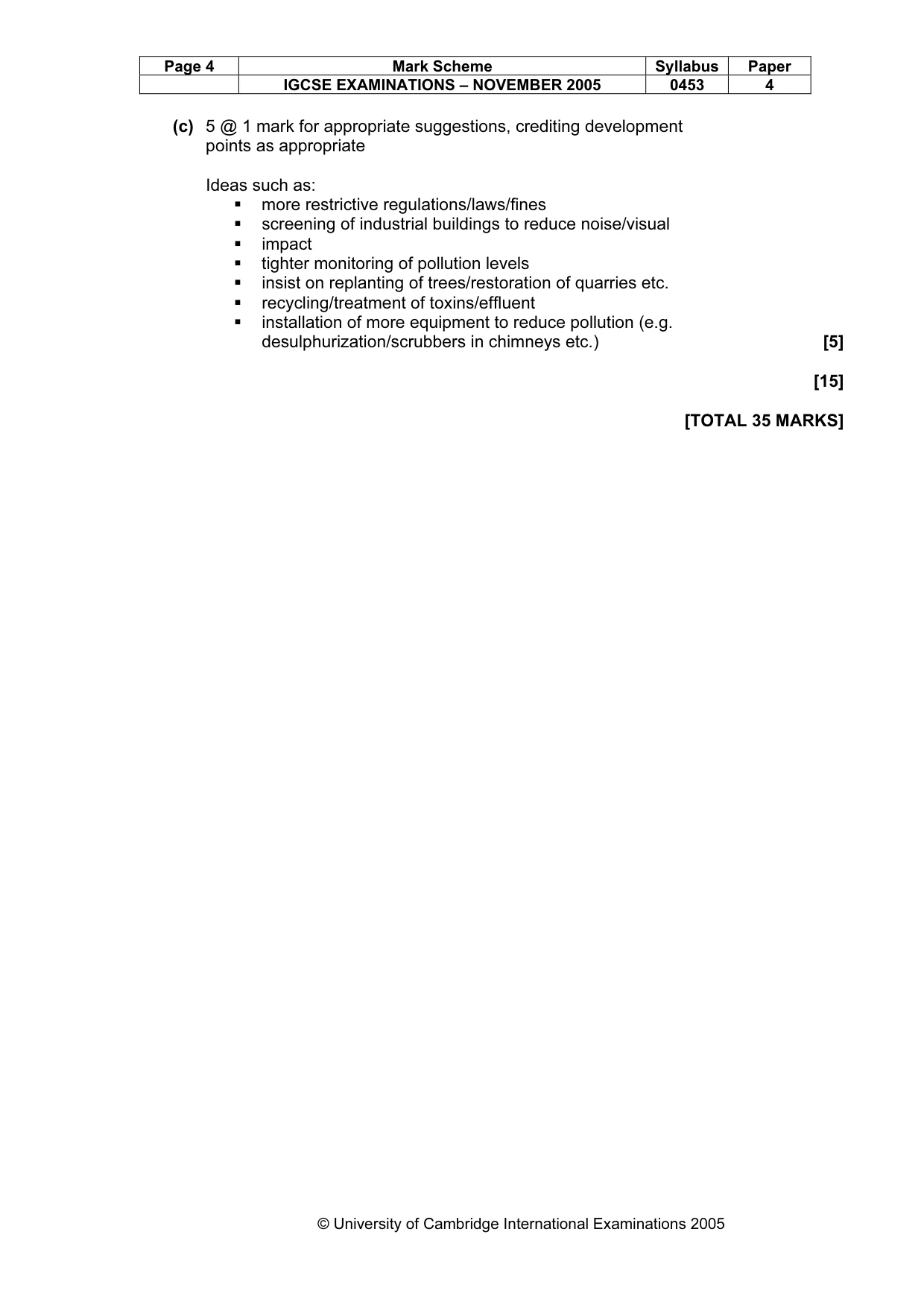 Mark scheme, page 5 of 5
