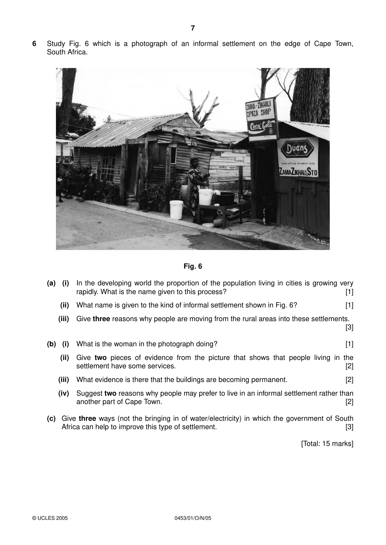 Cambridge IGCSE Development Studies 0453 2005 Oct/Nov Paper 1 · Variant 1 question paper, page 7 of 8