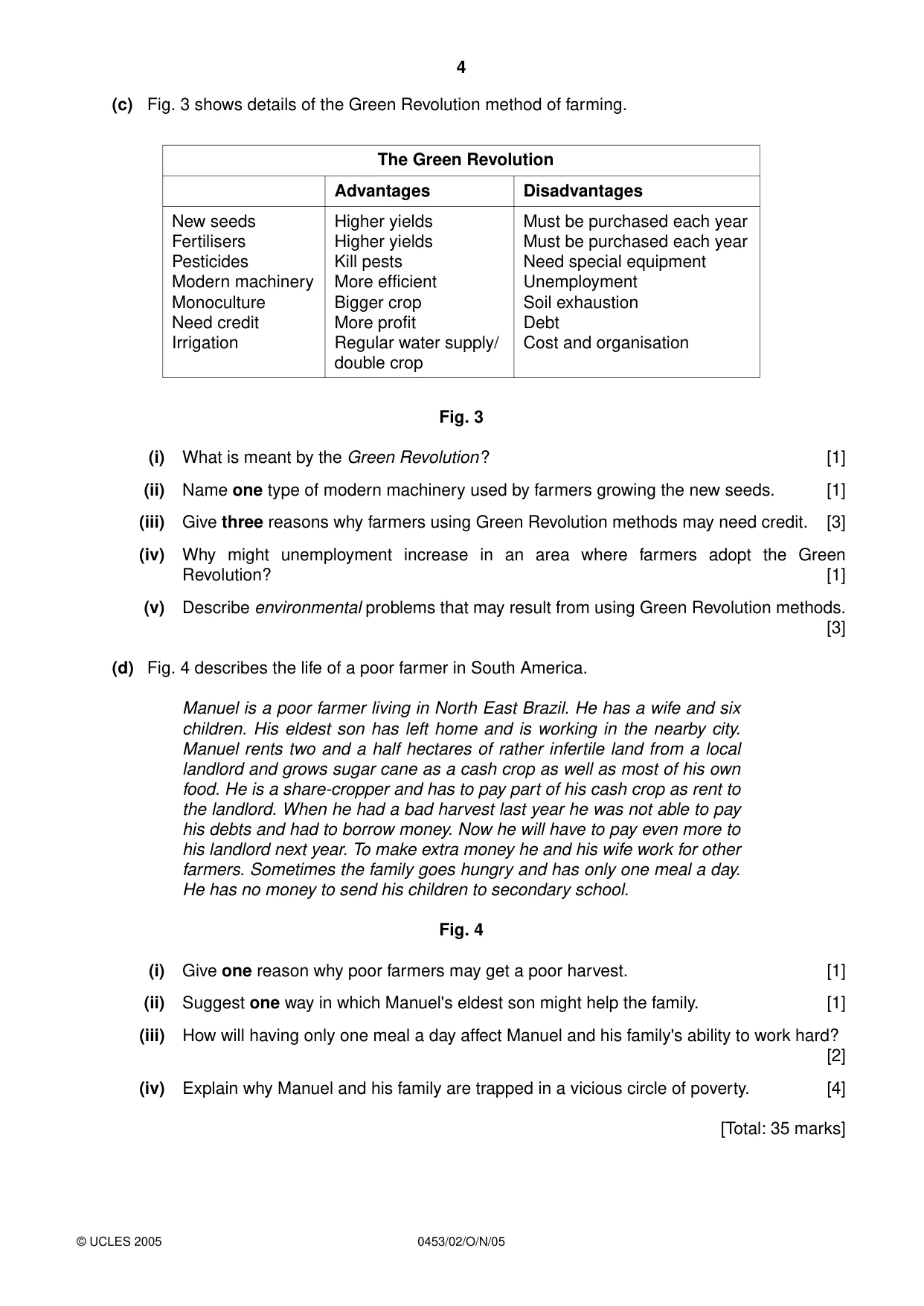 Cambridge IGCSE Development Studies 0453 2005 Oct/Nov Paper 2 · Variant 1 question paper, page 4 of 8