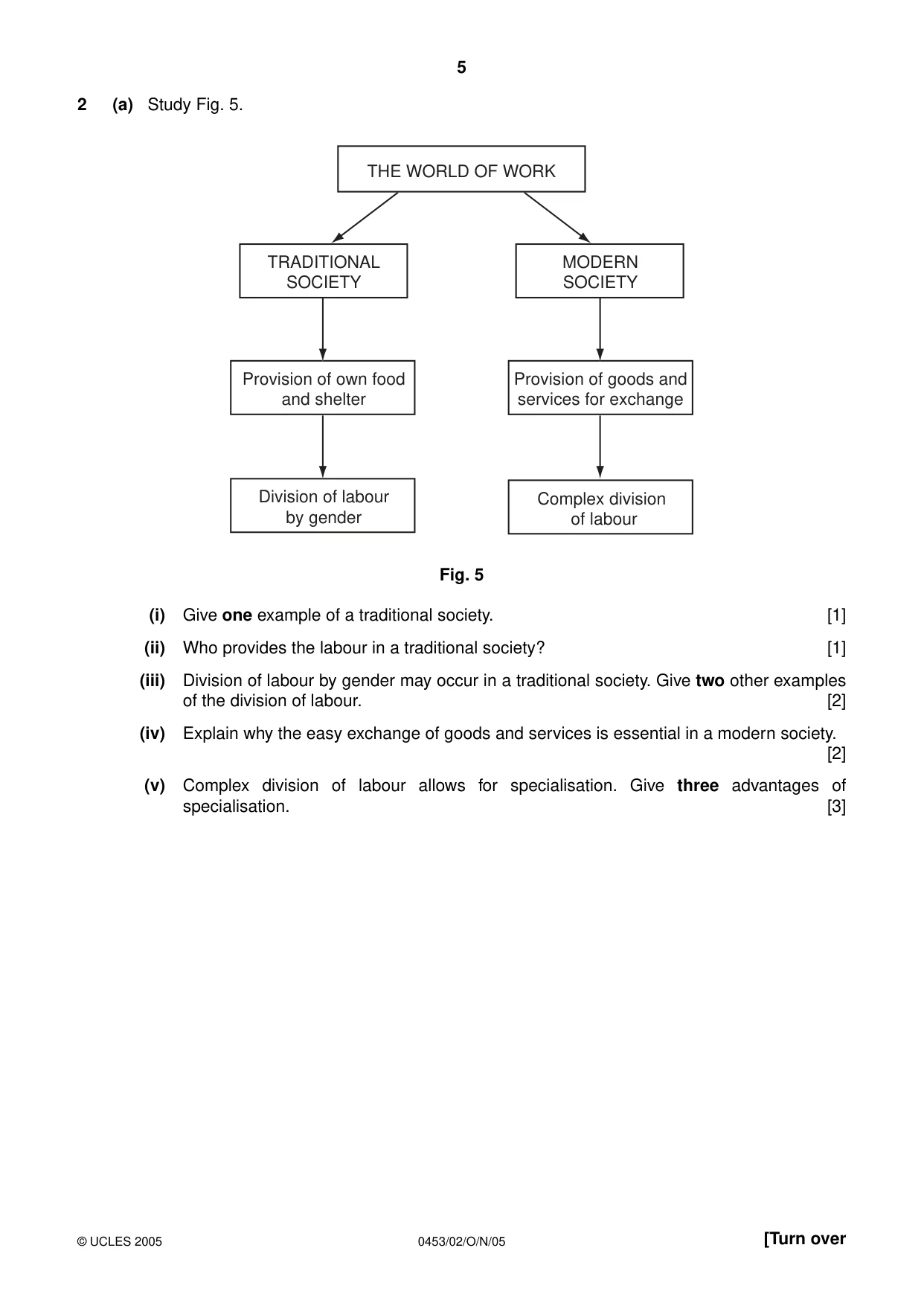 Cambridge IGCSE Development Studies 0453 2005 Oct/Nov Paper 2 · Variant 1 question paper, page 5 of 8