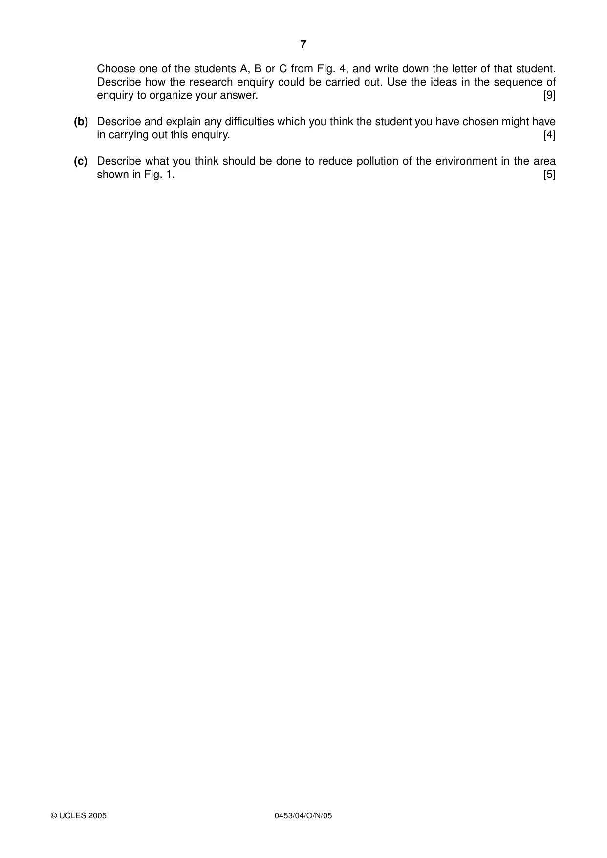 Cambridge IGCSE Development Studies 0453 2005 Oct/Nov Paper 4 · Variant 1 question paper, page 7 of 8