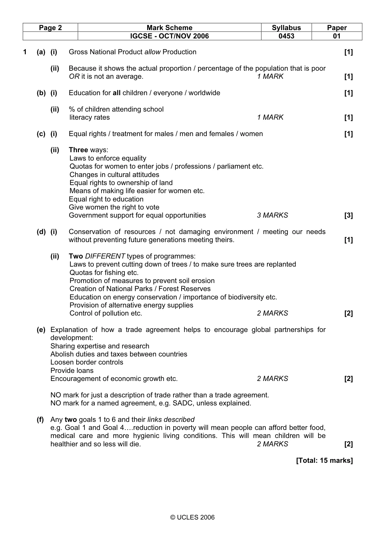 Mark scheme, page 2 of 7