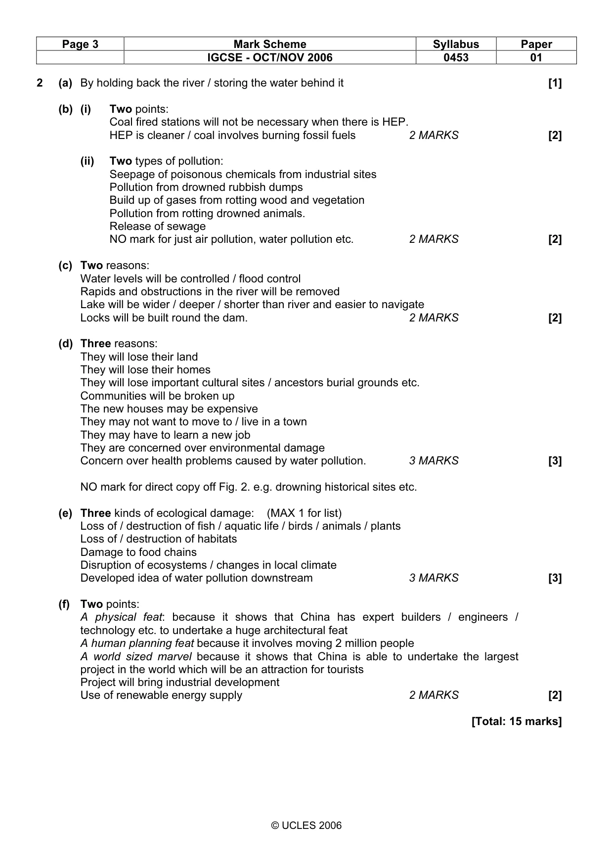 Mark scheme, page 3 of 7
