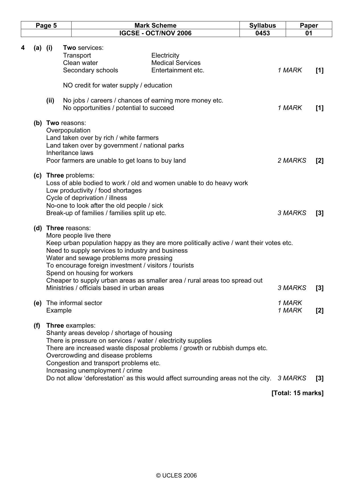 Mark scheme, page 5 of 7