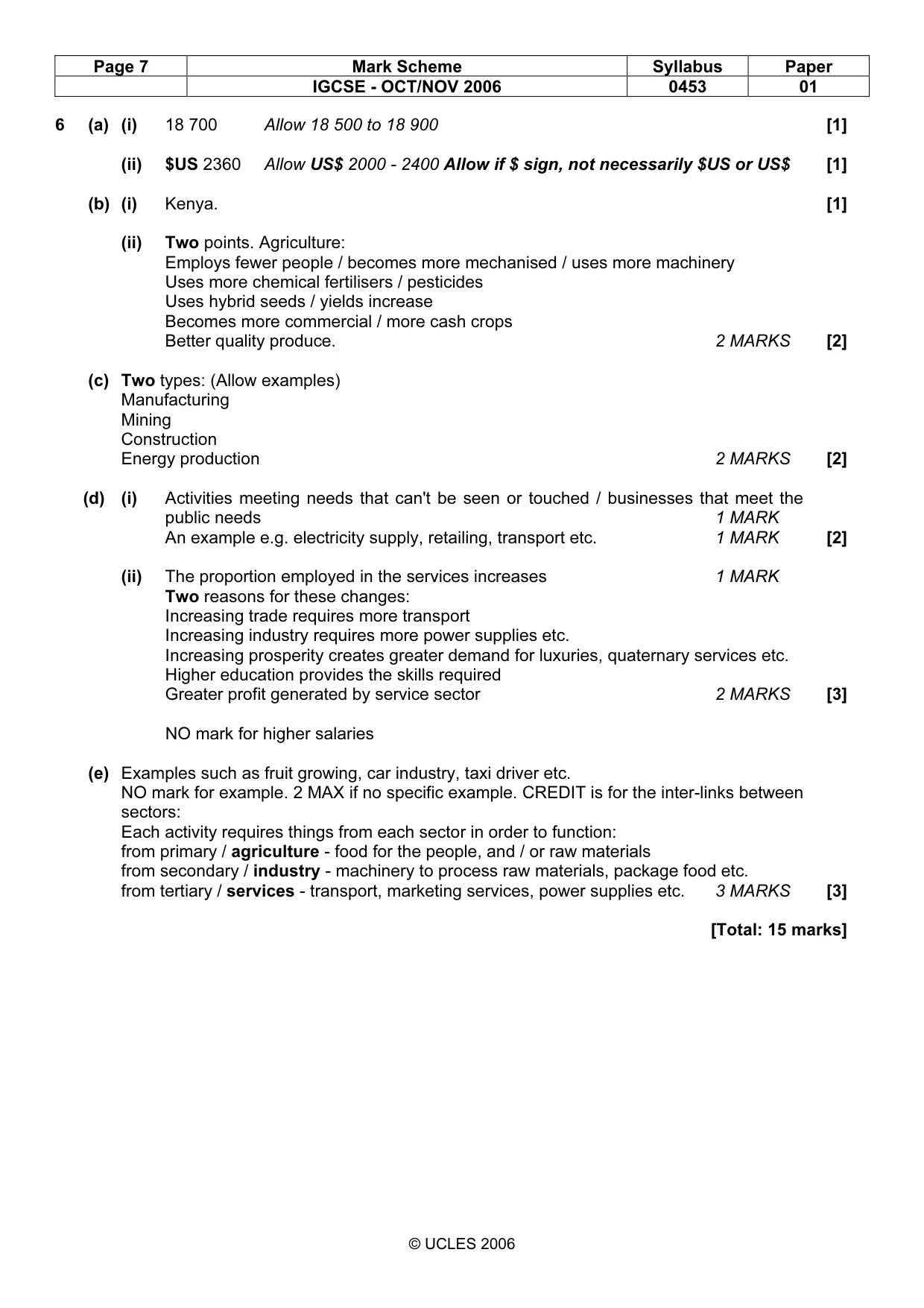 Mark scheme, page 7 of 7