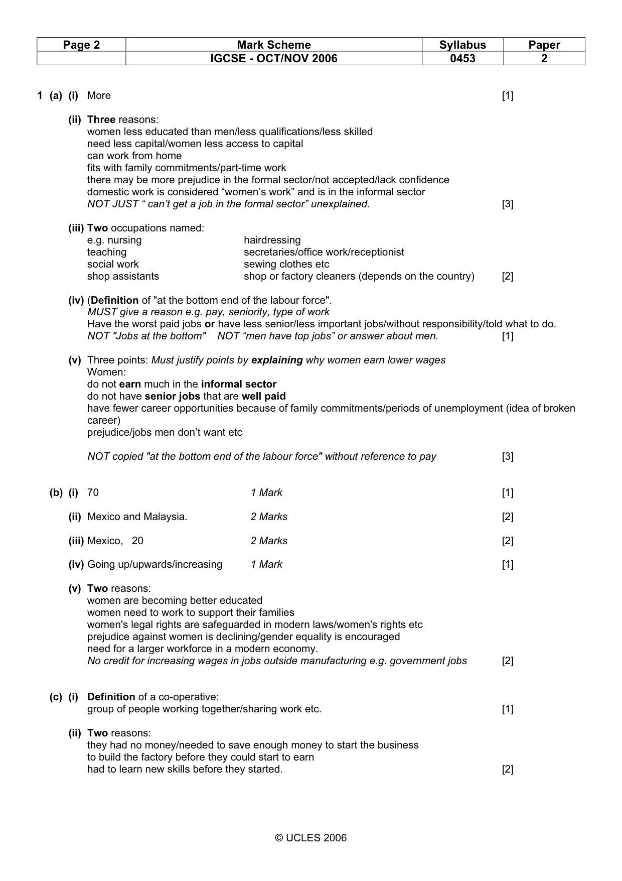 Mark scheme, page 2 of 6
