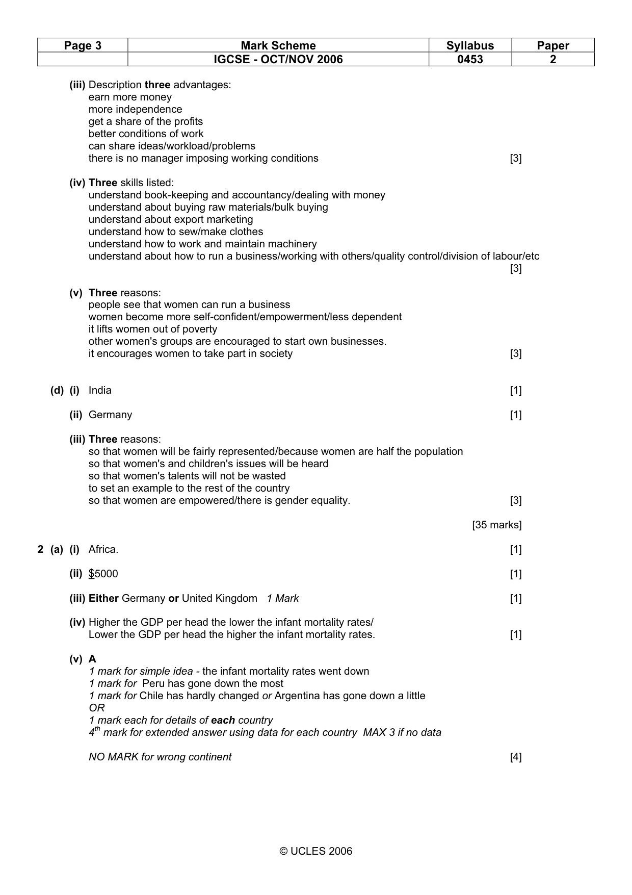 Mark scheme, page 3 of 6