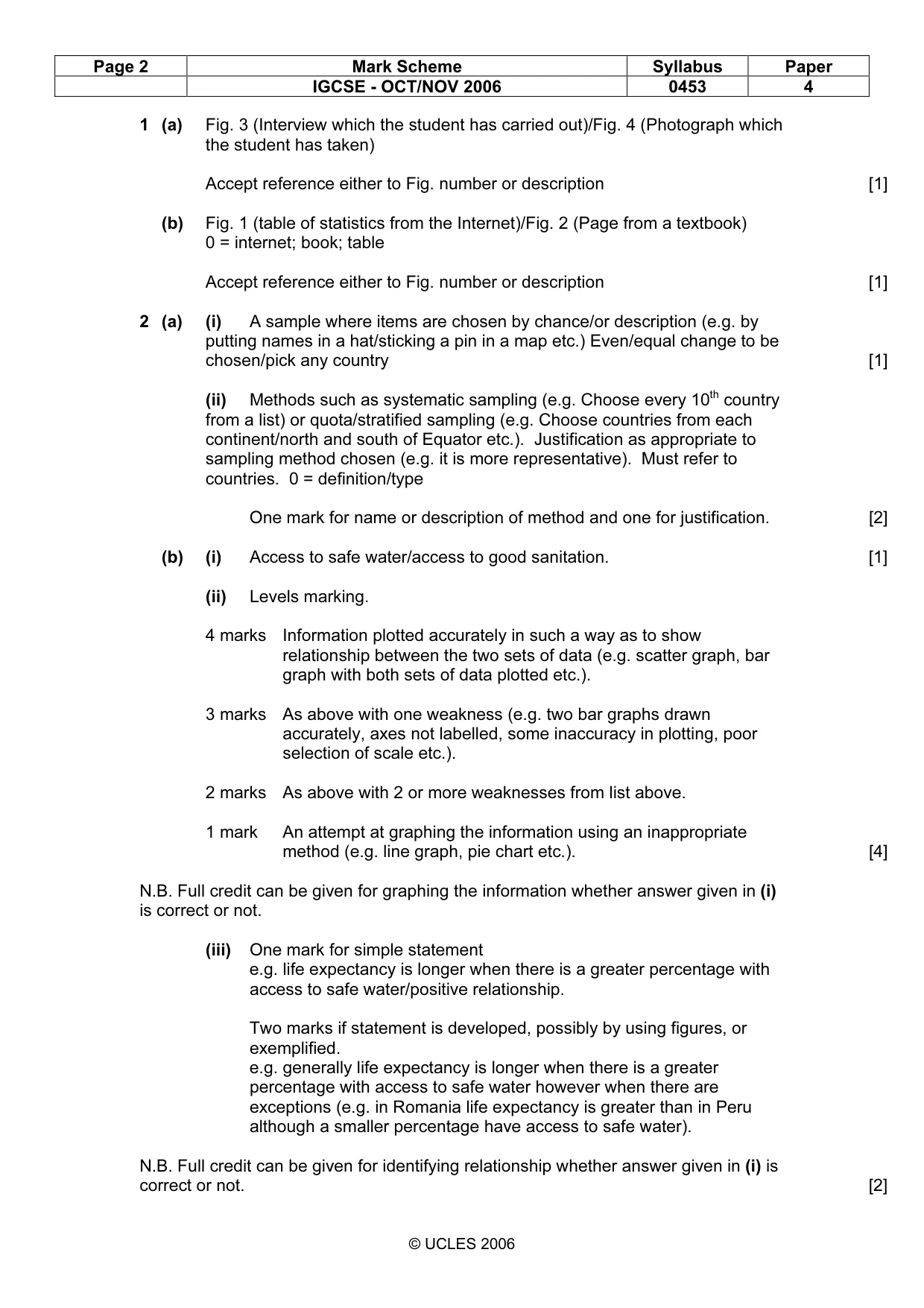 Mark scheme, page 2 of 4