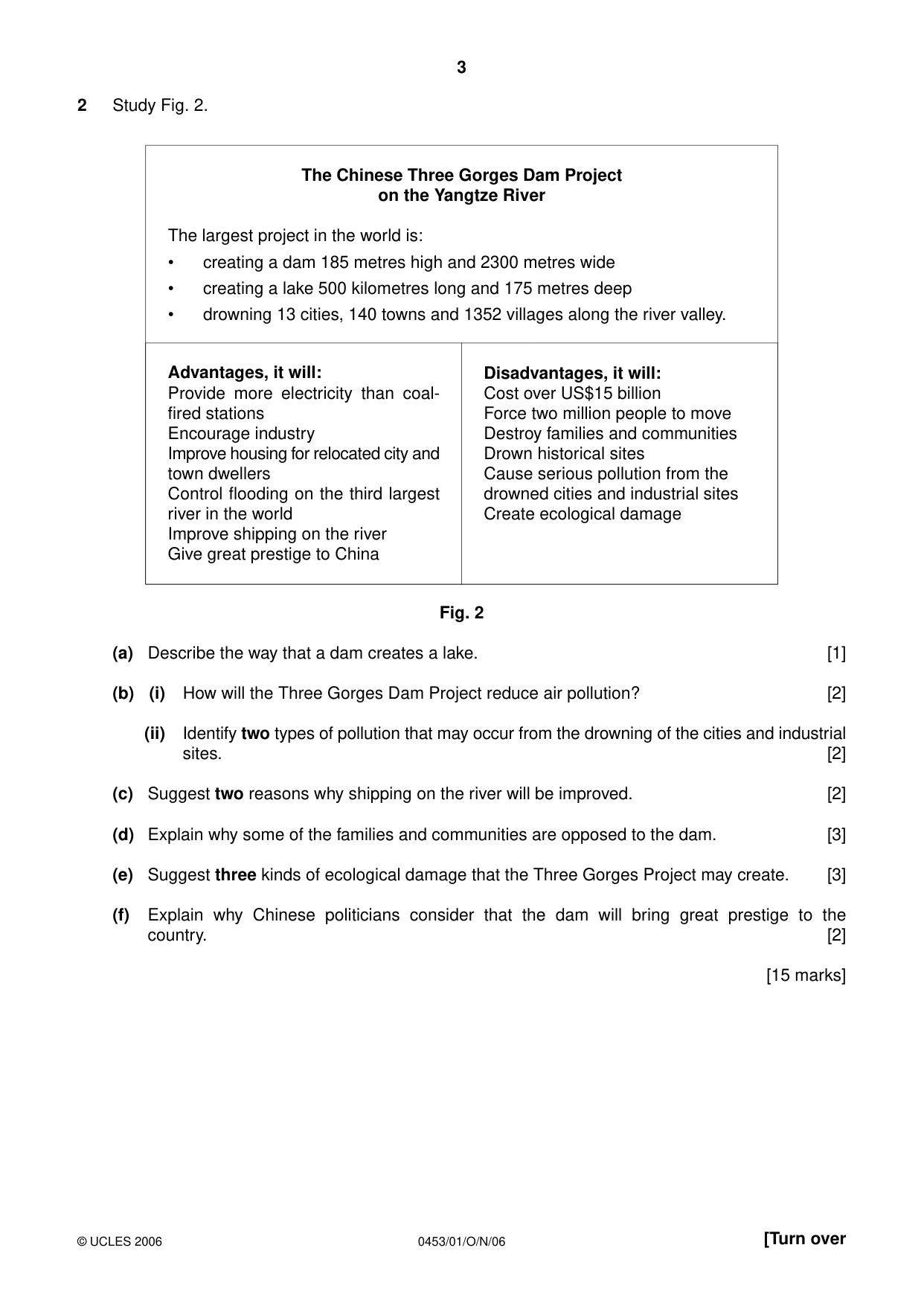 Cambridge IGCSE Development Studies 0453 2006 Oct/Nov Paper 1 · Variant 1 question paper, page 3 of 8