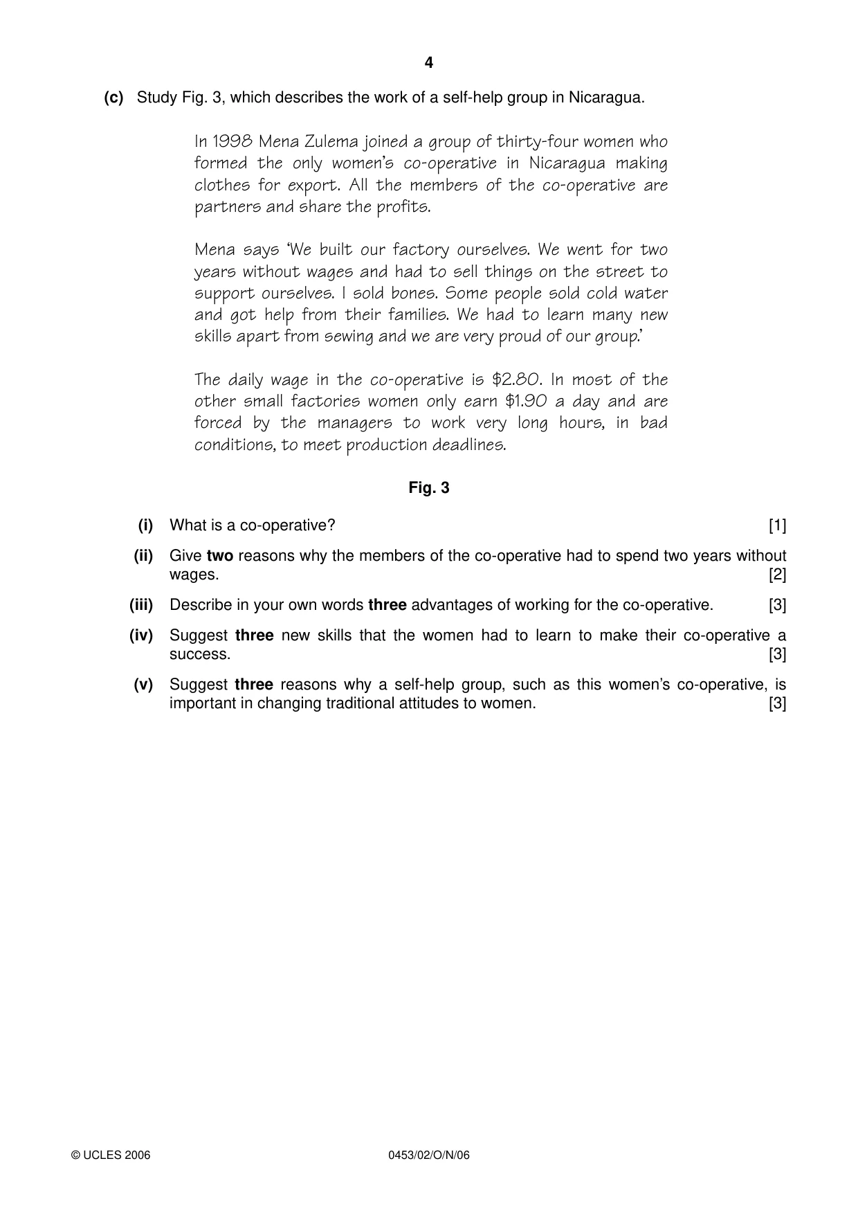 Cambridge IGCSE Development Studies 0453 2006 Oct/Nov Paper 2 · Variant 1 question paper, page 4 of 12