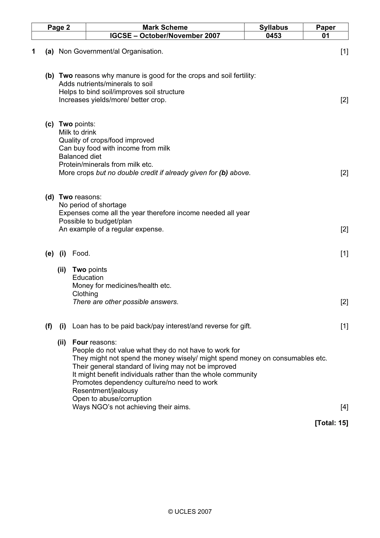Mark scheme, page 2 of 7