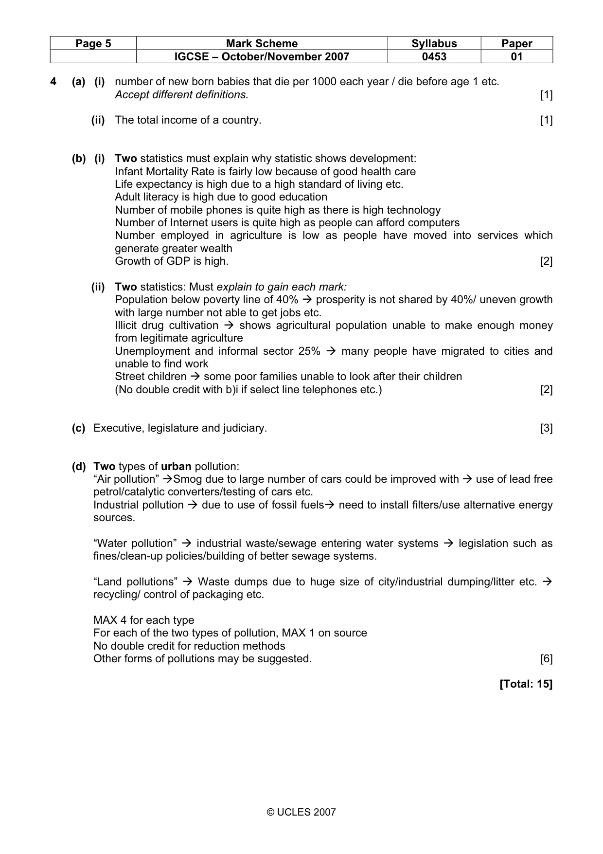 Mark scheme, page 5 of 7